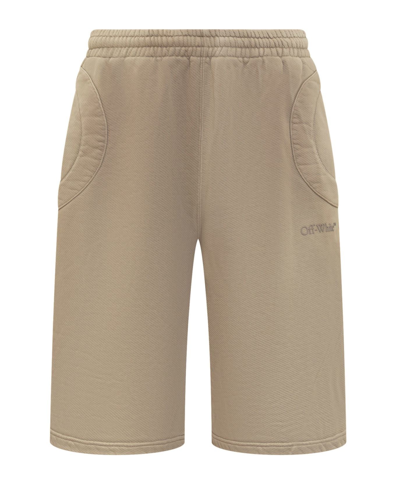 Off-White o1gr1nt0425 Laundry Circle Sweat Short in Beige Size US 32 / EU 48 - 1 Thumbnail