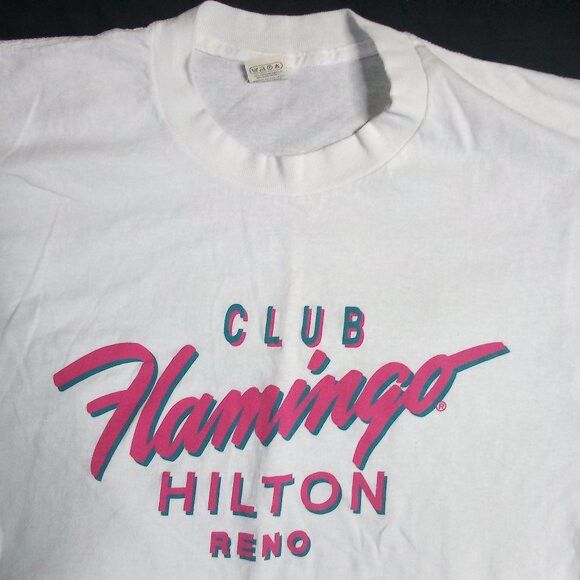 Vintage Vintage Club Flamingo Hilton Hotel Reno T-Shirt Size US L / EU 52-54 / 3 - 1 Thumbnail