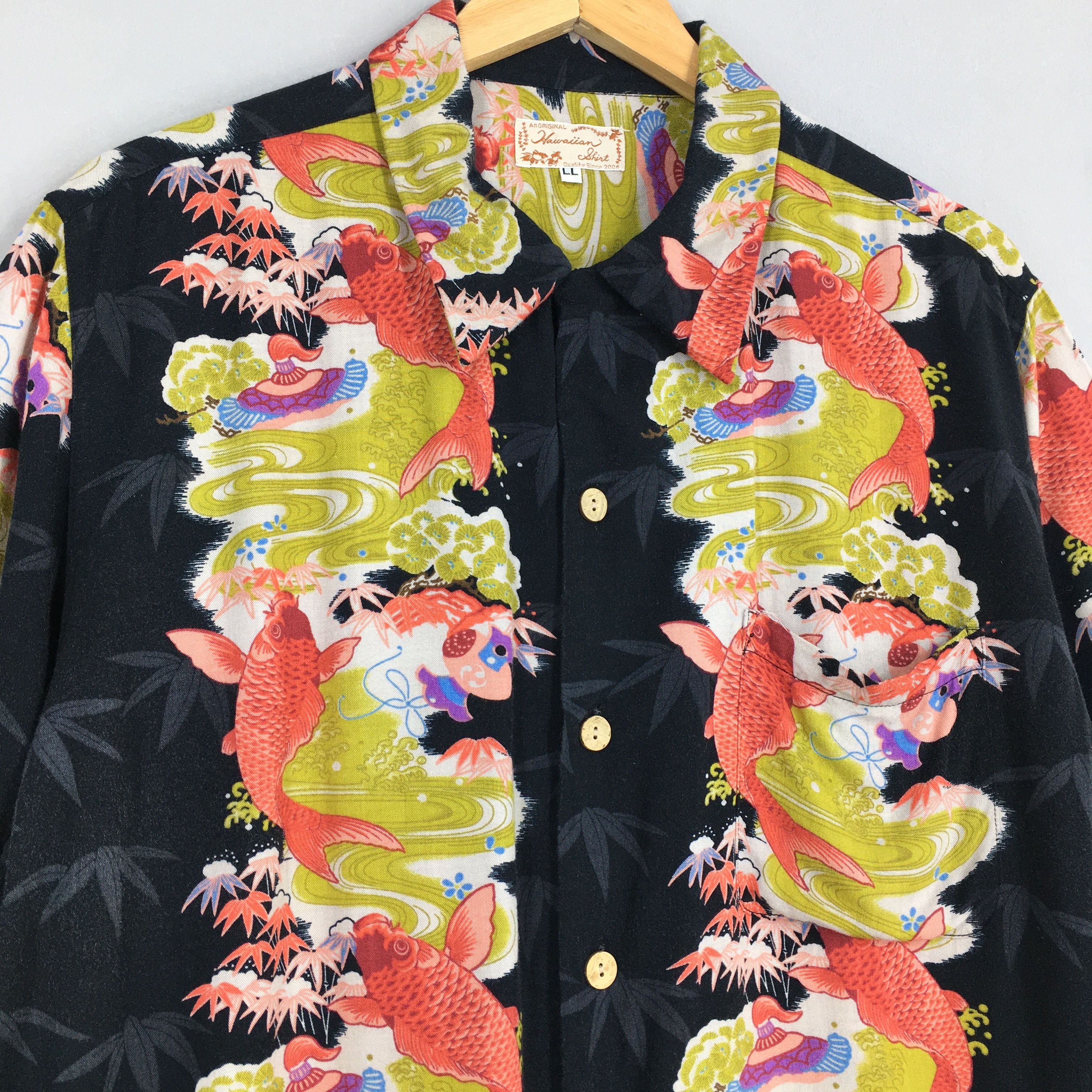 Japanese Brand × Vintage Vintage Aloha Patina Japanese Koi Fish Rayon Shirt Large Size US L / EU 52-54 / 3 - 3 Thumbnail