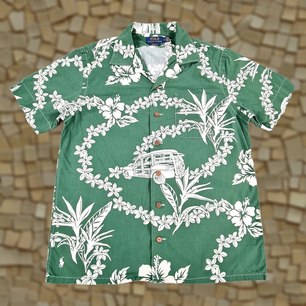 Polo Ralph Lauren Polo Ralph Lauren Shirt Green Medium Hawaiian Summer Floral Mens Spread Collar Size US M / EU 48-50 / 2 - 1 Thumbnail