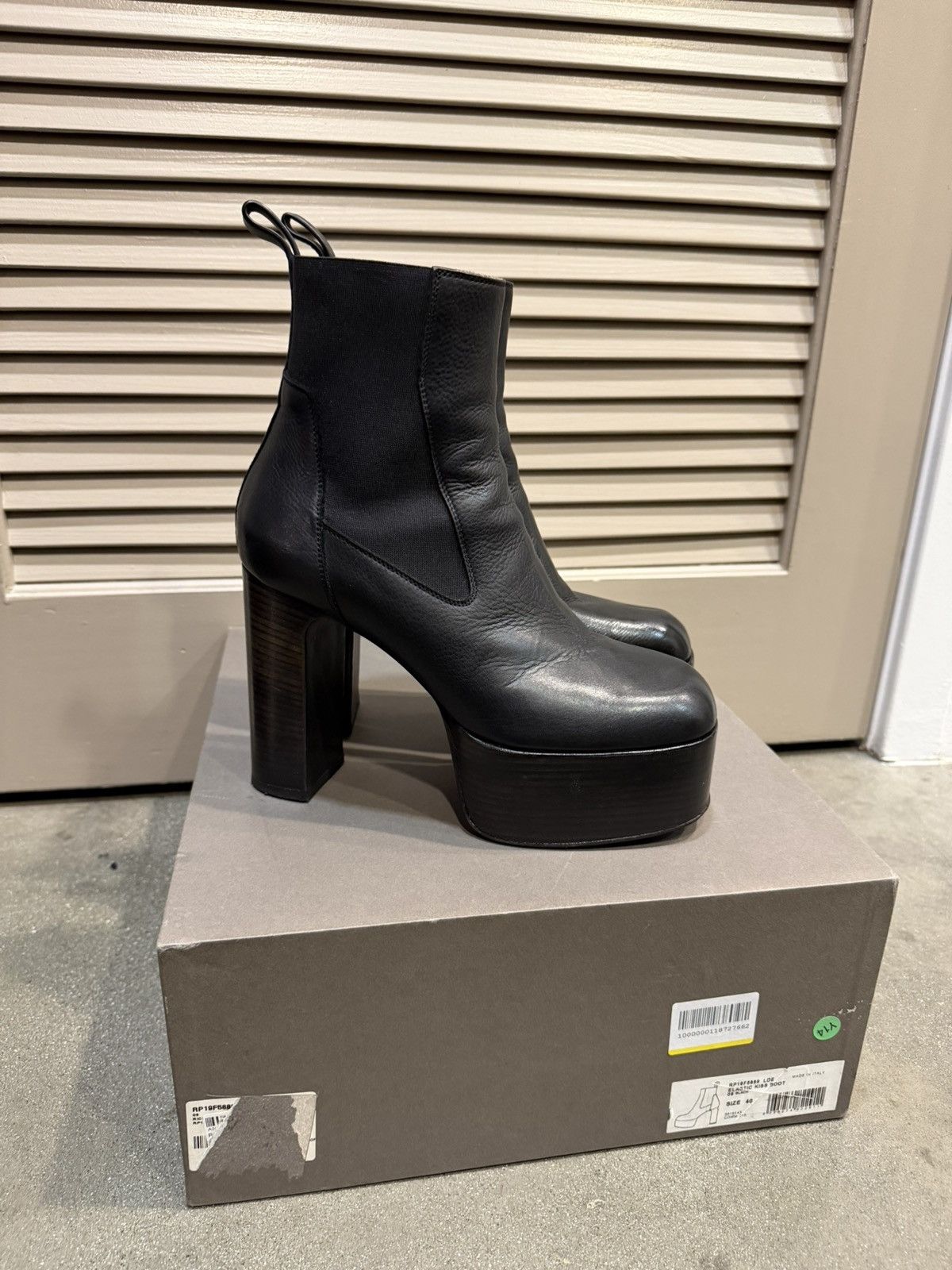 Rick Owens Fogachine Fog Pocket Moto Bevel Heeled Platform Kiss