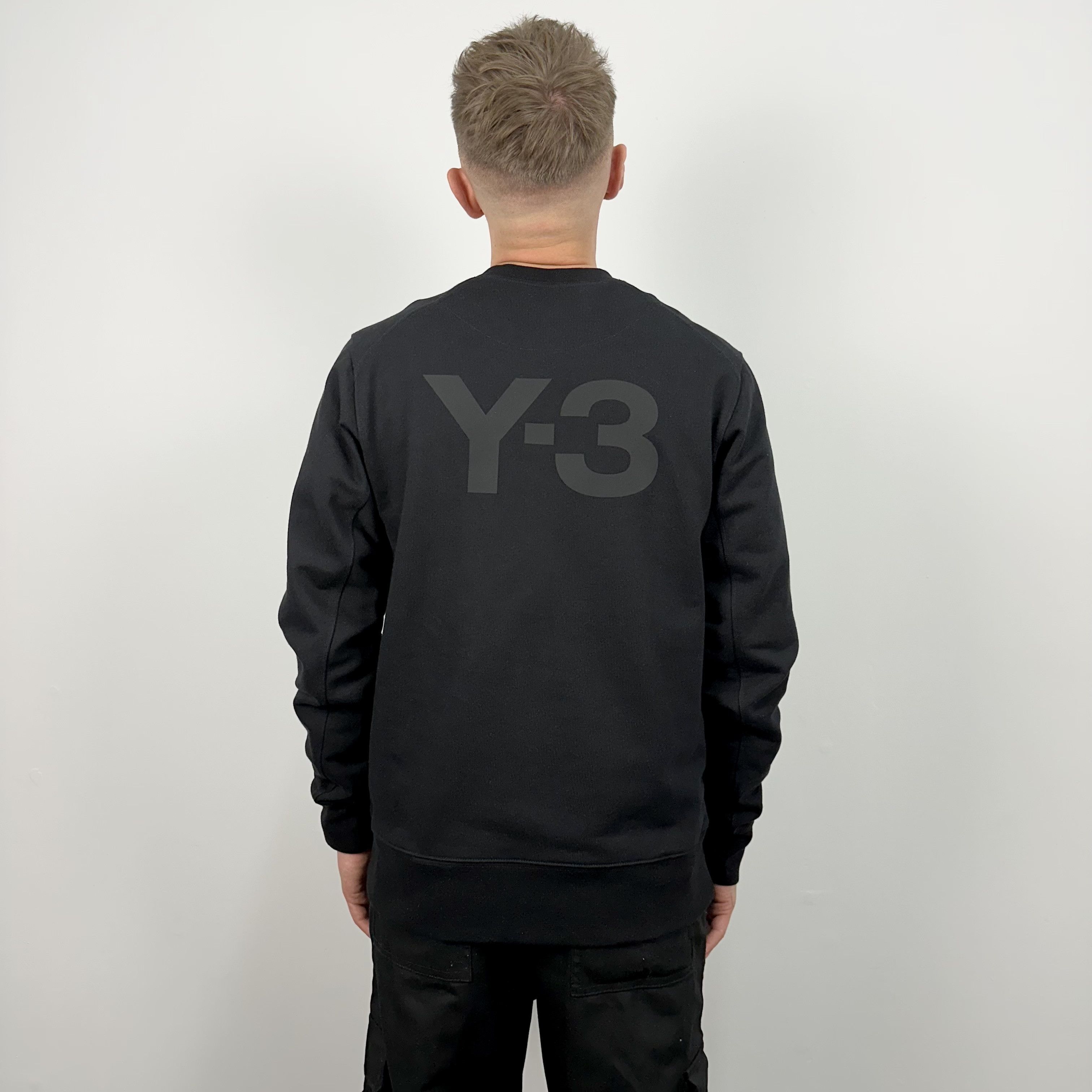 image of Adidas x Y 3 Newyohji Yamamoto Y-3 Big Logo Trainer Sweatshirt Hoodie in Black, Men's (Size Medium)