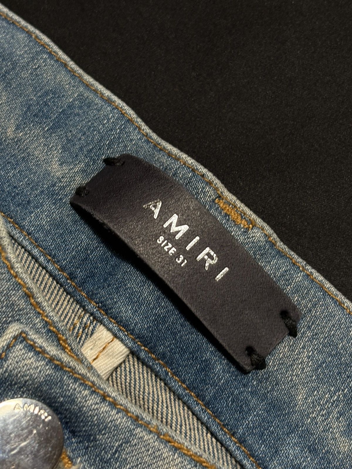 Amiri Amiri Red Plaid Side Logo Light Wash Blue Jeans - Size 31 Size US 31 - 5 Thumbnail