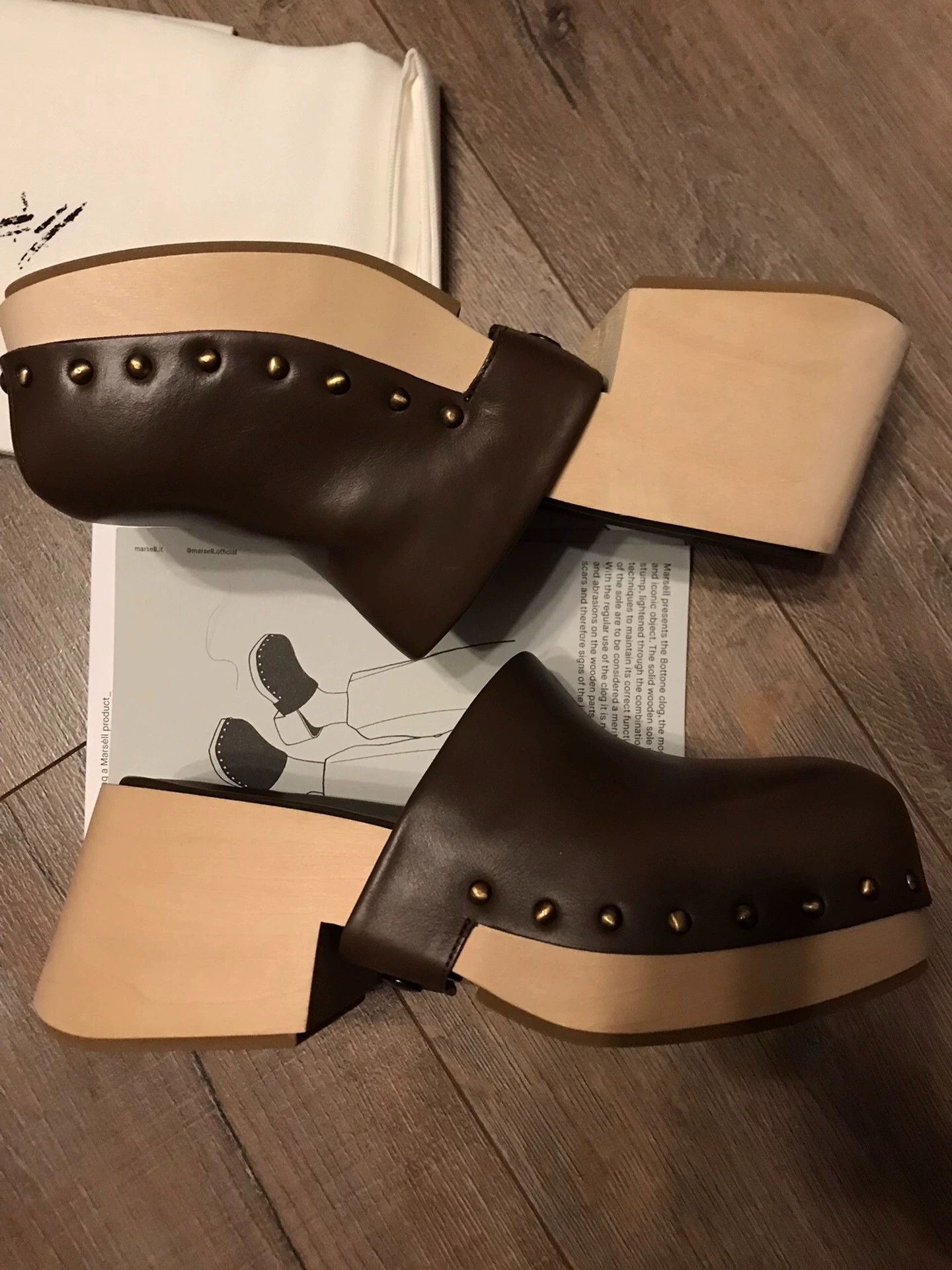 Marsell Marsell Chocolate Brown Stud Square Toe Platform Mules 37 Size US 6.5 / IT 36.5 - 8 Thumbnail