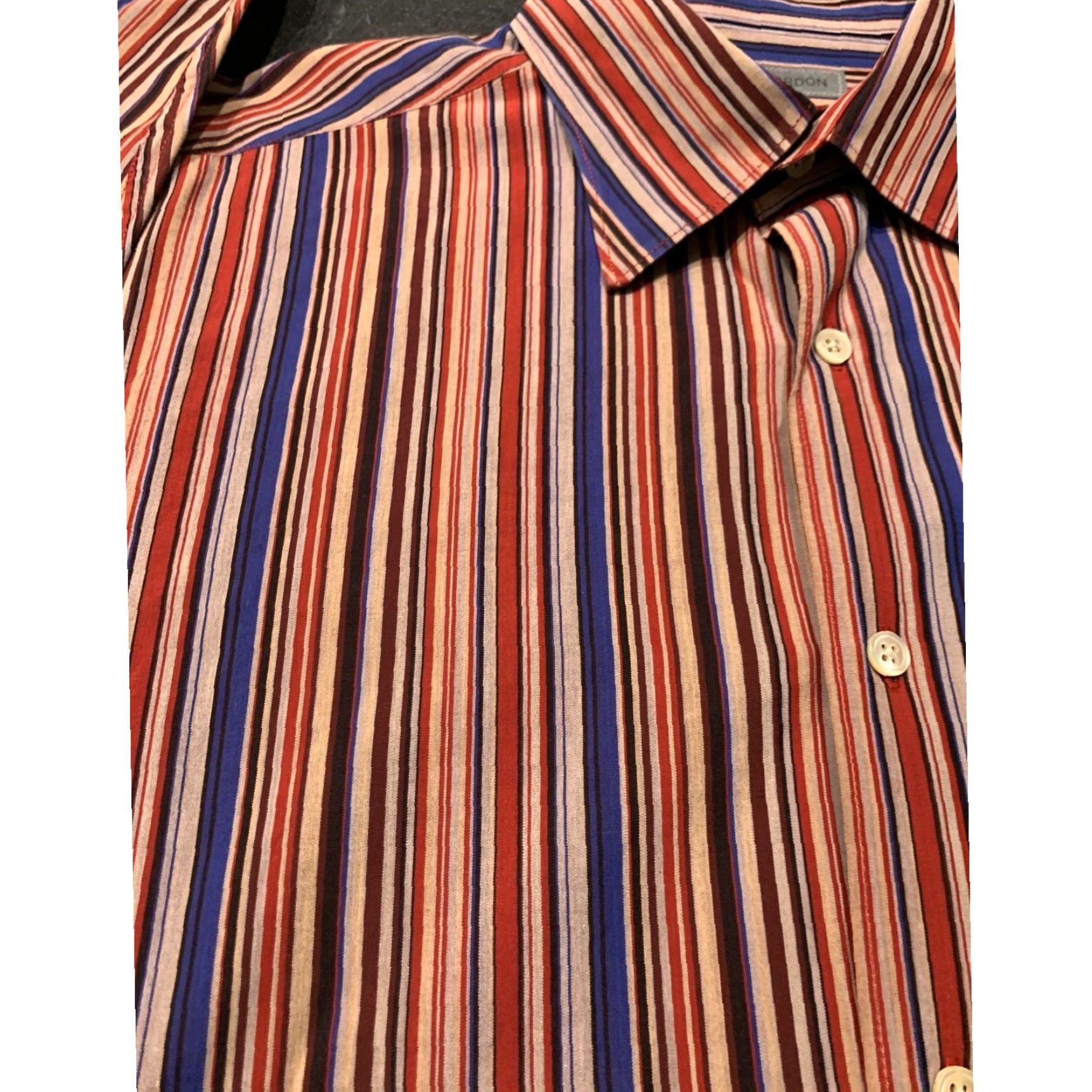 Vintage Martin Gordon Mens Stripe Shirt Large L Button Front Long Sleeve Cotton Size US L / EU 52-54 / 3 - 5 Thumbnail