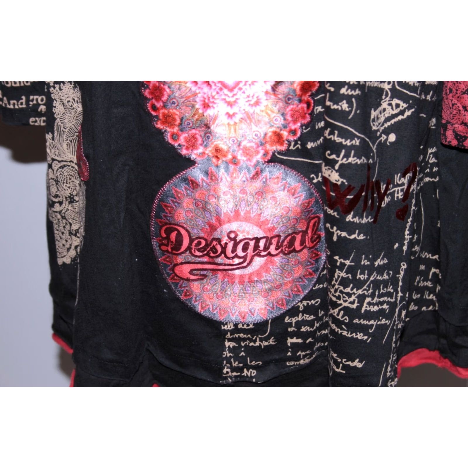 Desigual Desigual Dress Womens Red Black Multicoloured Knee Length A-Line M - 77 Size M / US 6-8 / IT 42-44 - 2 Thumbnail