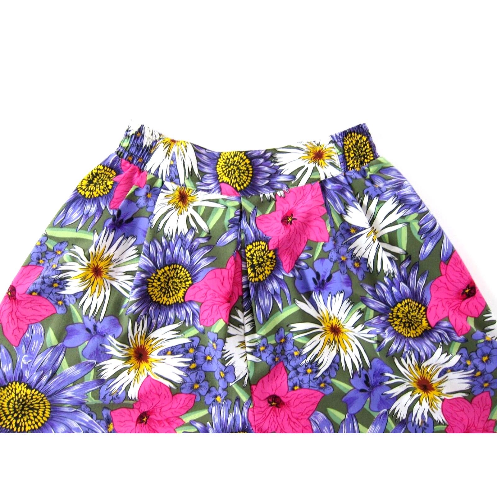 Vintage VINTAGE Pykettes Pants Culotte Wide-Leg Crop Pink S/M Floral Pocket High Rise Women Size 28" / US 6 / IT 42 - 6 Thumbnail