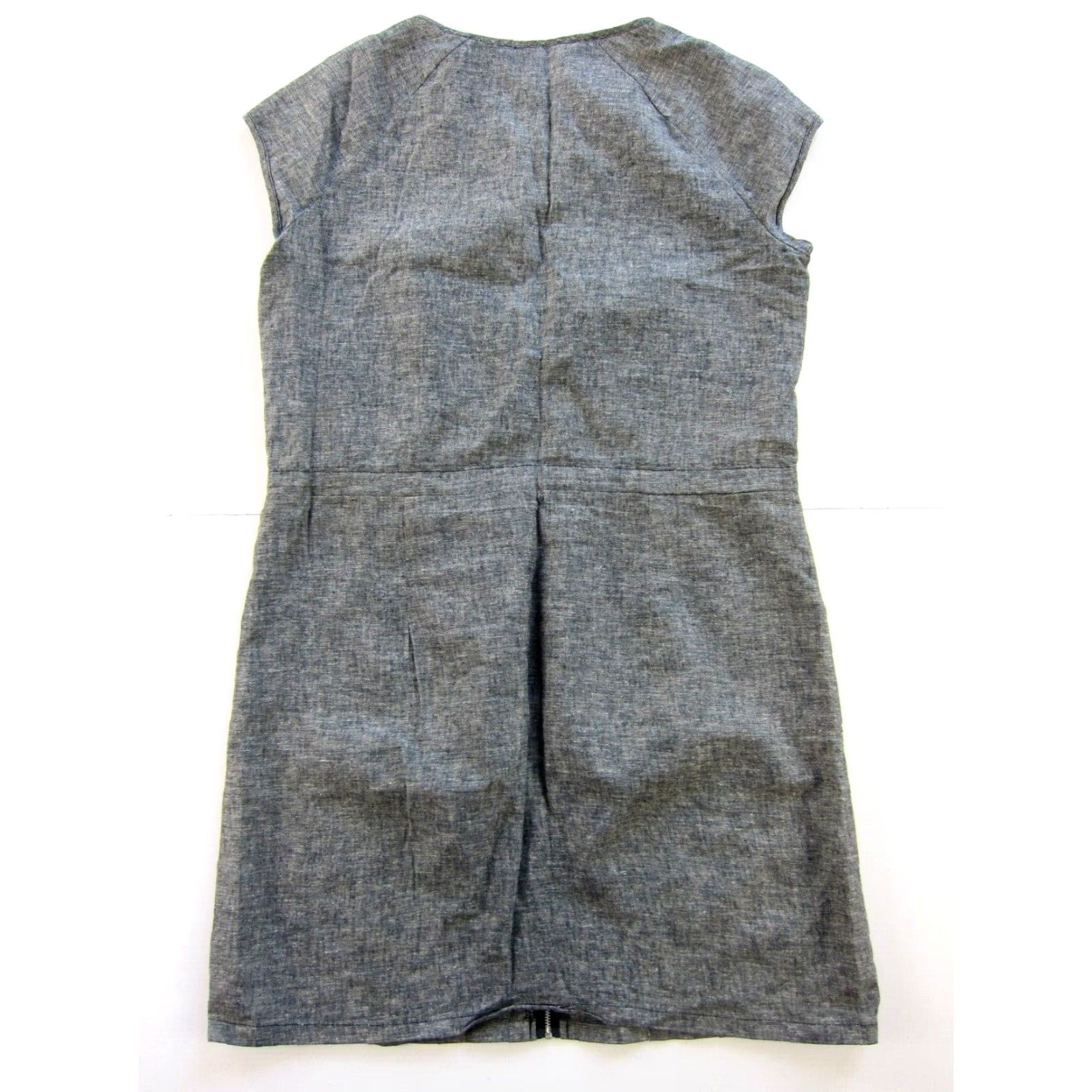 Vintage National Picnic Grey Hemp Made USA Zipper Cap Sleeve Tunic Shift Dress L Pockets Knee Length Floral Women's Large Size L / US 10 / IT 46 - 2 Thumbnail
