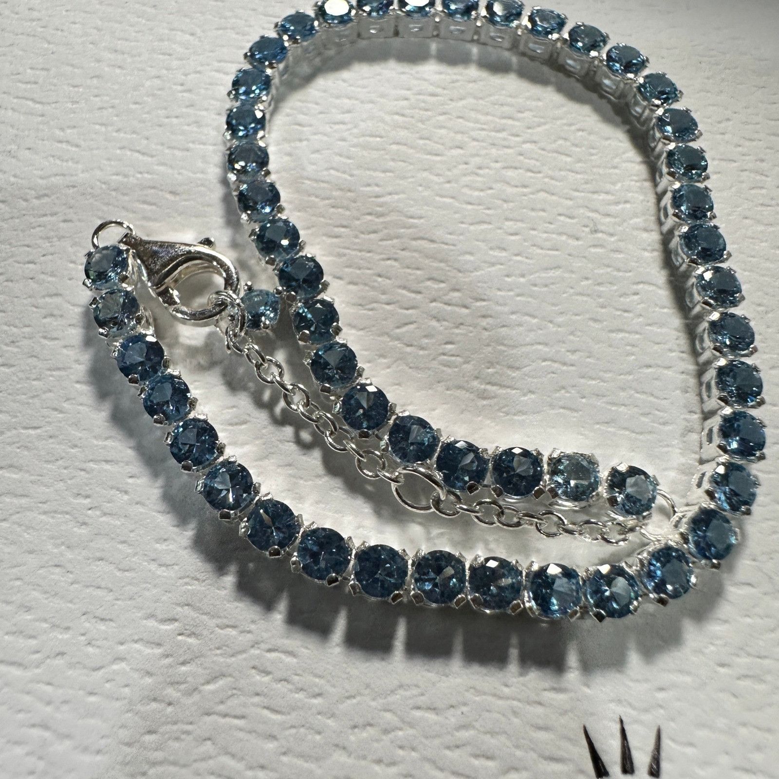 pandora Authentic Pandora, SZ 20CM, Silver Blue Crystal Tennis Brace Size ONE SIZE - 4 Thumbnail