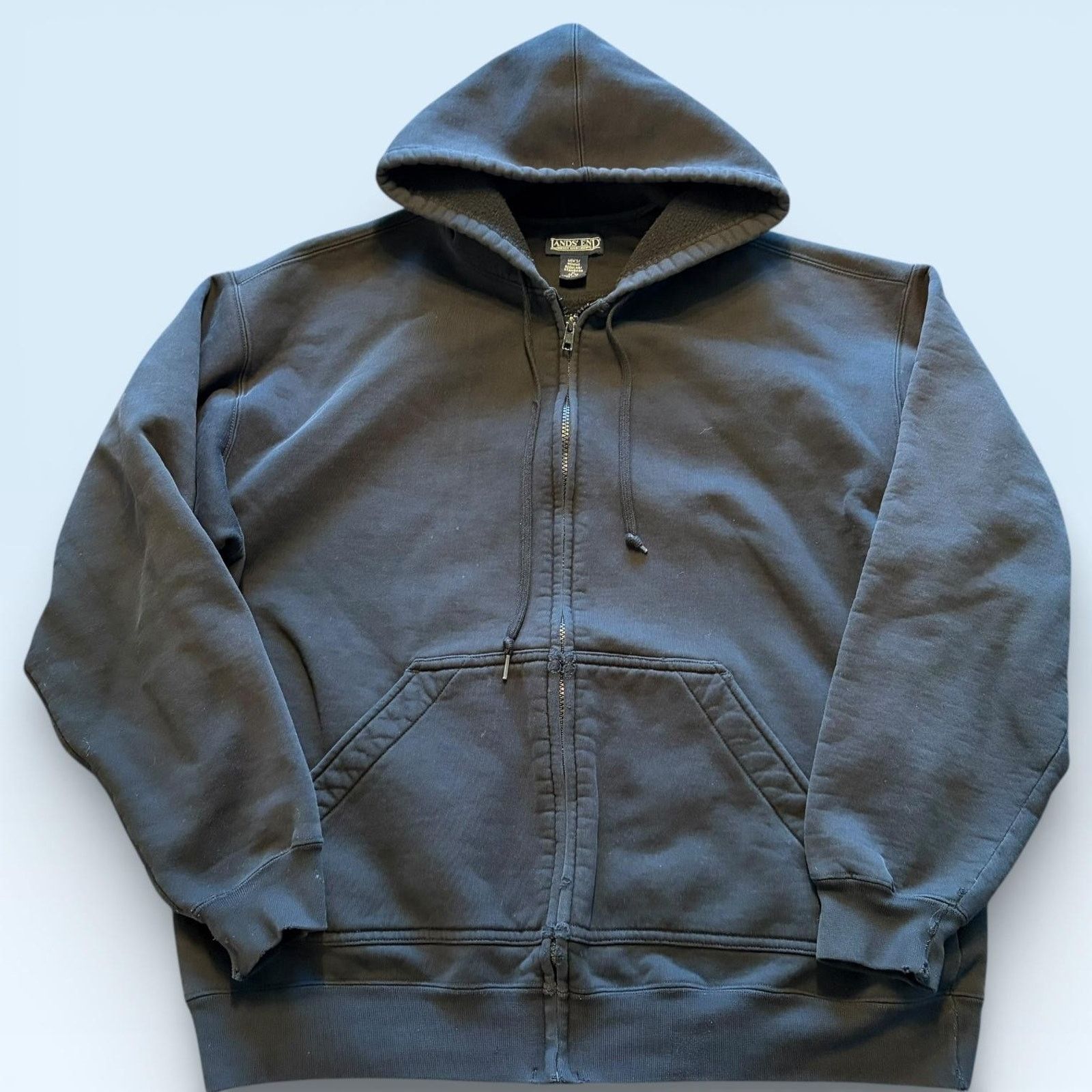 Lands' End Lands' End Hoodie Sweatshirt Mens XL Black Full Zip USA Size US XL / EU 56 / 4 - 1 Thumbnail