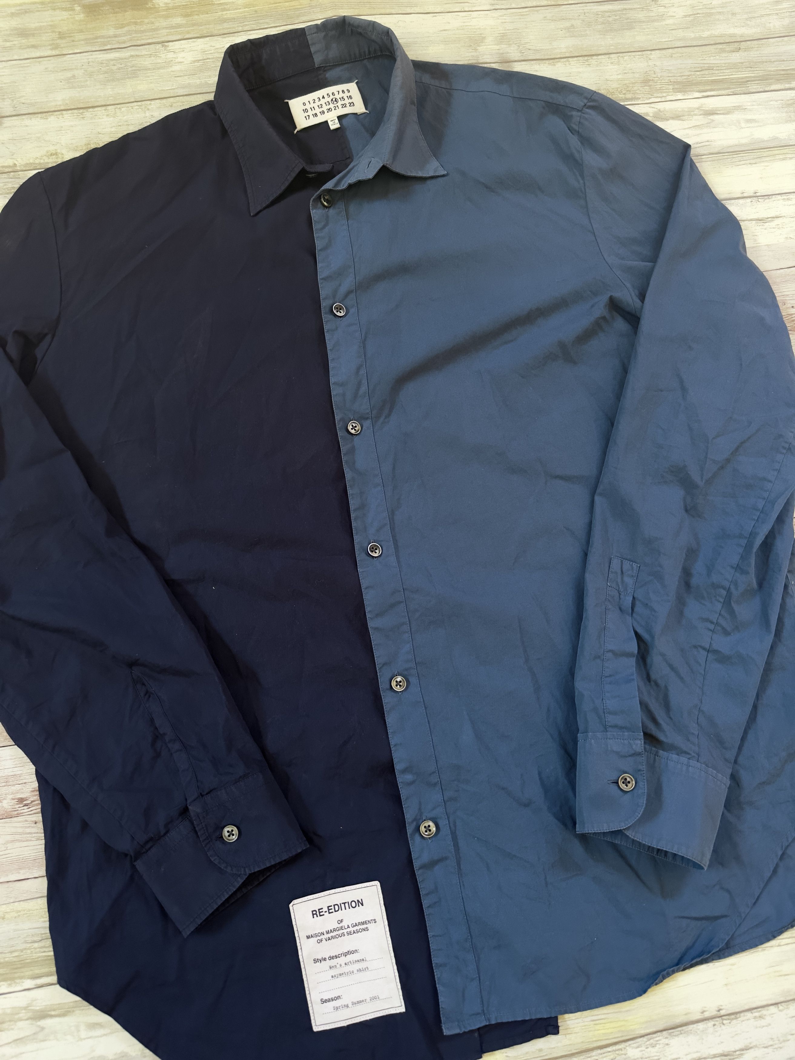 Pre-owned Maison Margiela Reissue Ss01 Asymmetric Shirt In Blue
