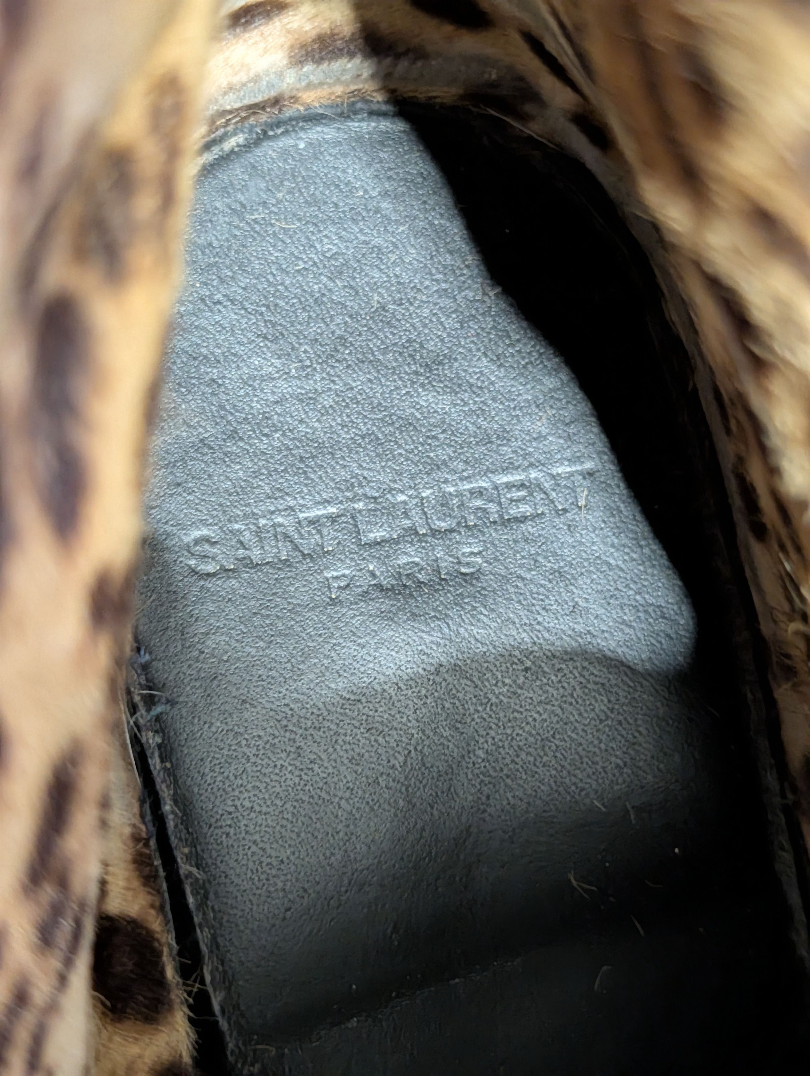 Saint Laurent Paris HEDI Black Suede Leopard Pony Hair Lined Chukka Boots Size US 9 / EU 42 - 9 Thumbnail