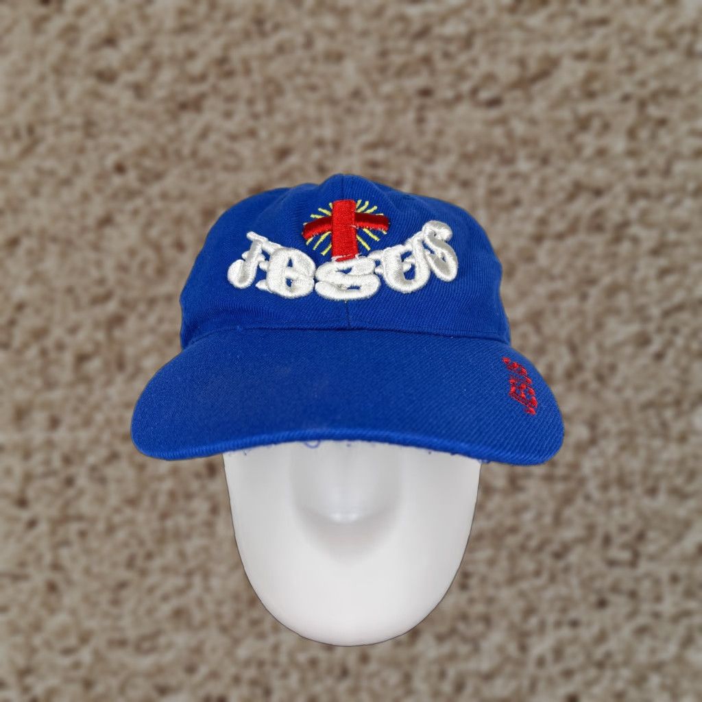 Vintage Jesus Baseball Cap Hat Adult One Size Blue Solid Cross Religious Mens Size ONE SIZE - 1 Thumbnail