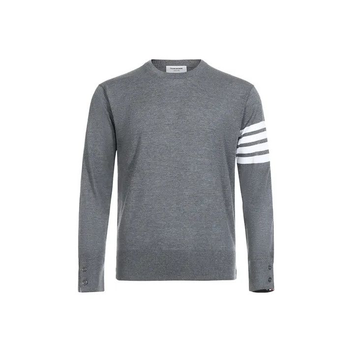 Thom Browne Thom Browne Gray Striped Long Sleeve Sweater Size US M / EU 48-50 / 2 - 1 Thumbnail