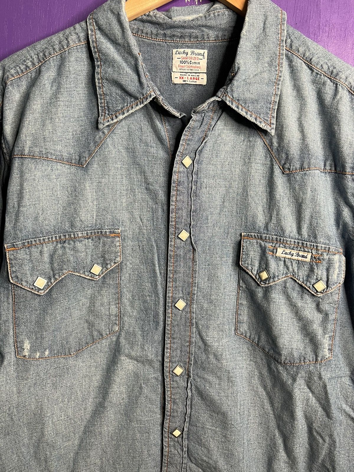 Lucky Brand × Vintage Vintage 00s Lucky brand sanforized pearl snap shirt Size US XL / EU 56 / 4 - 3 Thumbnail