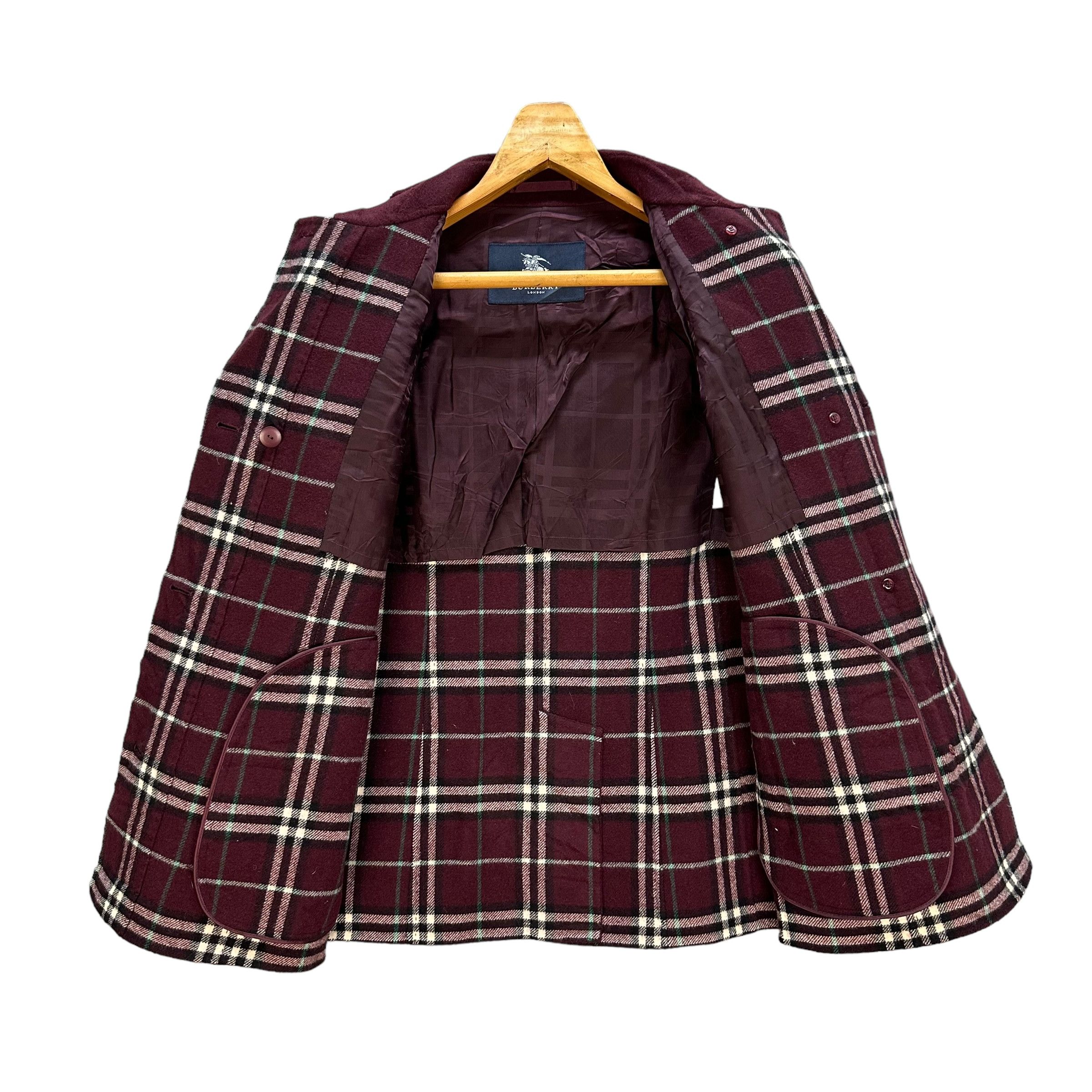 Burberry Burberry London Nova Check Maroon Wool Coat Jacket #A25-0569 Size M / US 6-8 / IT 42-44 - 7 Thumbnail
