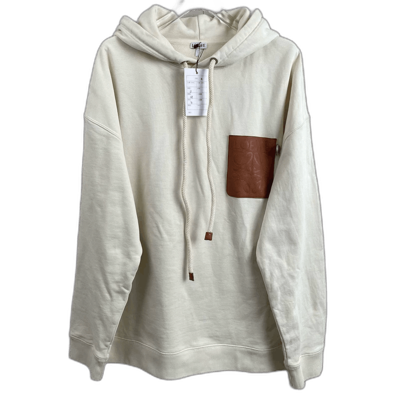 Loewe Loewe White Hoodie with Leather Patch Size US M / EU 48-50 / 2 - 1 Thumbnail