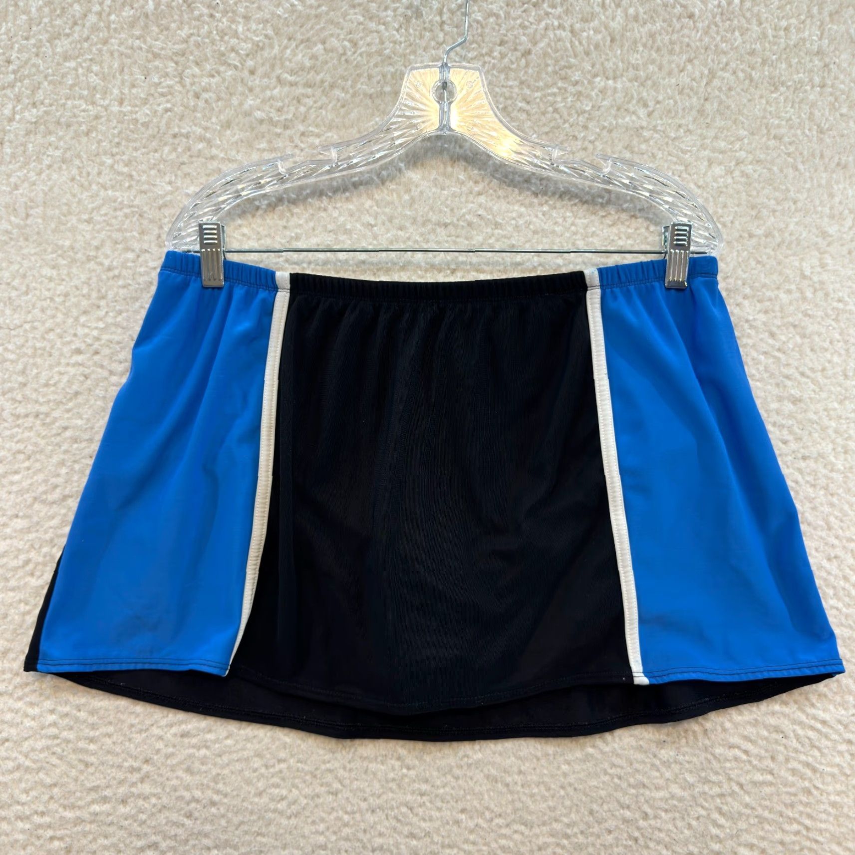 Vintage VINTAGE 90s Y2K Swim Skirt Bottoms XL 16 Black Blue Lined Sporty Retro Swimsuit Womens Size 38" / US 16 / IT 52 - 2 Thumbnail