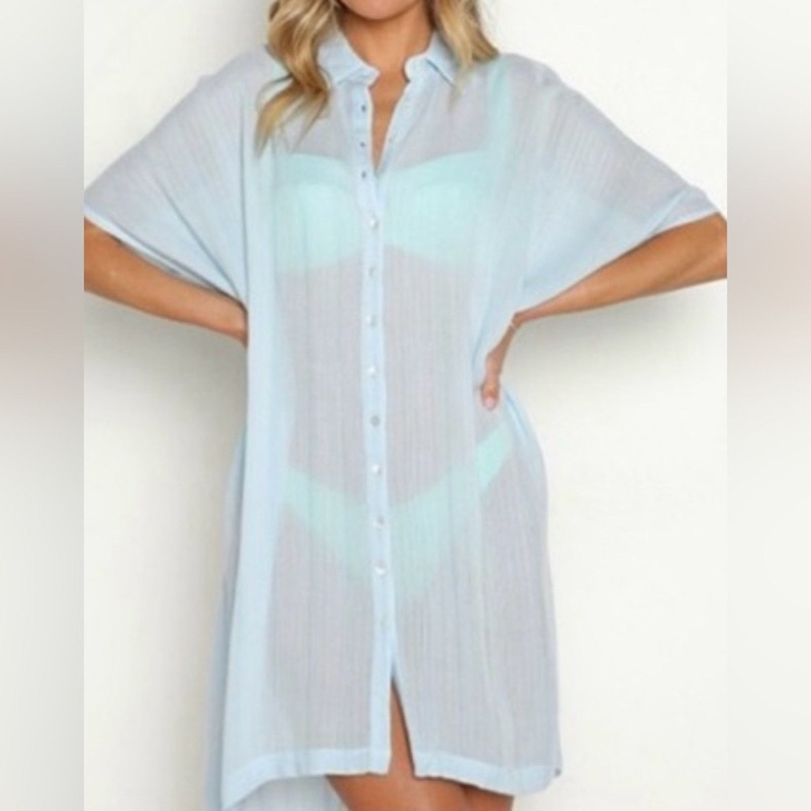 The Unbranded Brand L*Space Light Blue Swim Coverup, Size XS Size XS / US 0-2 / IT 36-38 - 3 Thumbnail