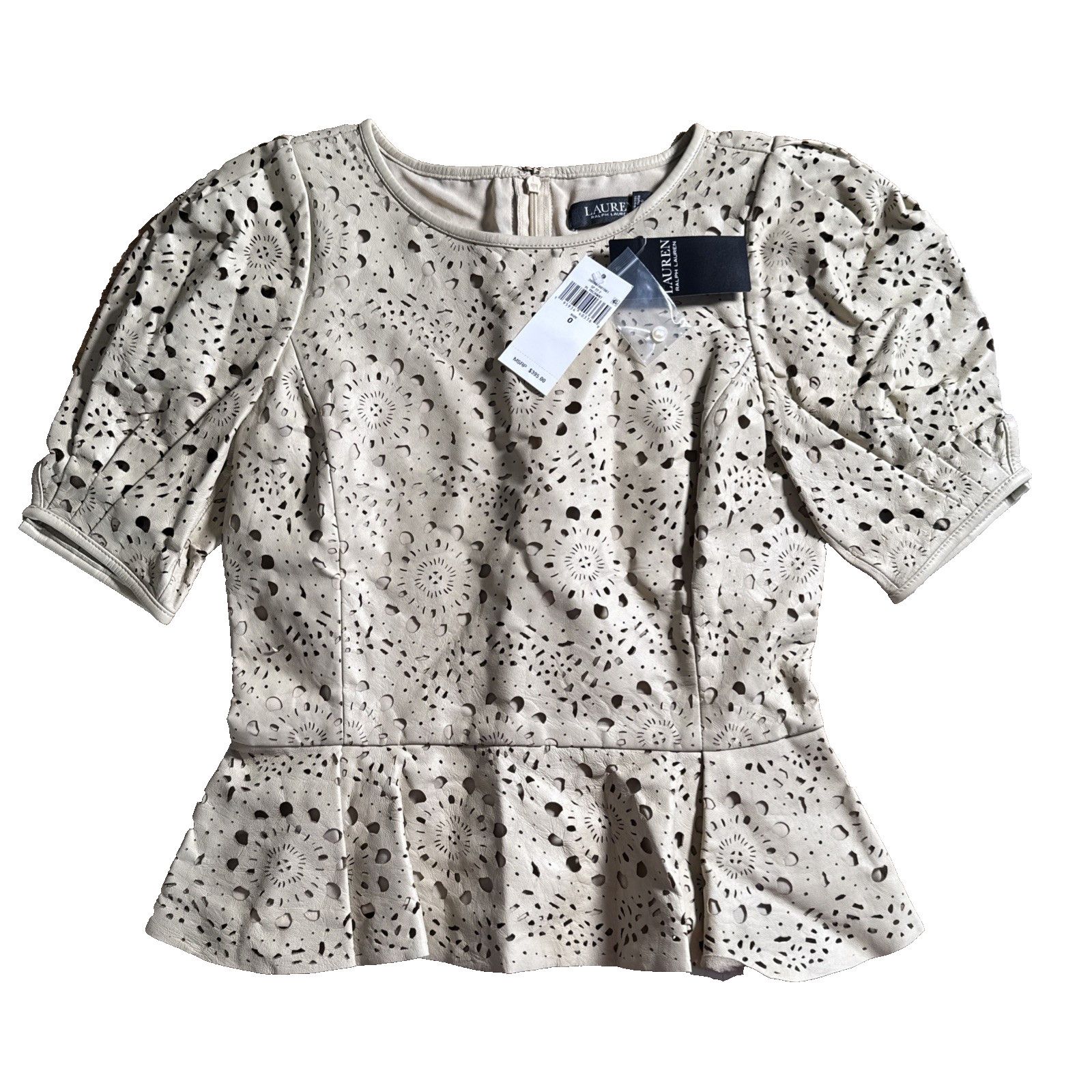Lauren Ralph Lauren Ralph Lauren Black Label Top Lamb Leather Peplum Cutout Size XS / US 0-2 / IT 36-38 - 3 Thumbnail