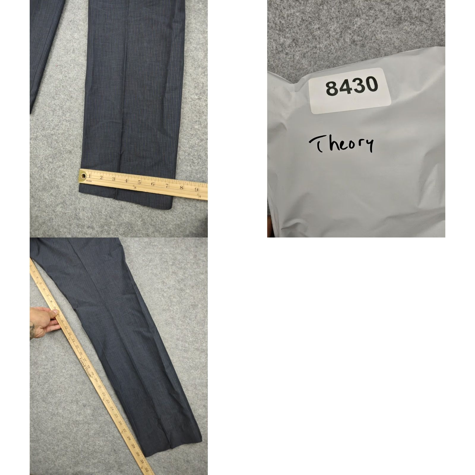 Theory Theory Mens Pants 34x32 Blue Pinstripe Cotton Dress Straight Leg Business Slacks Size US 34 / EU 50 - 8 Thumbnail