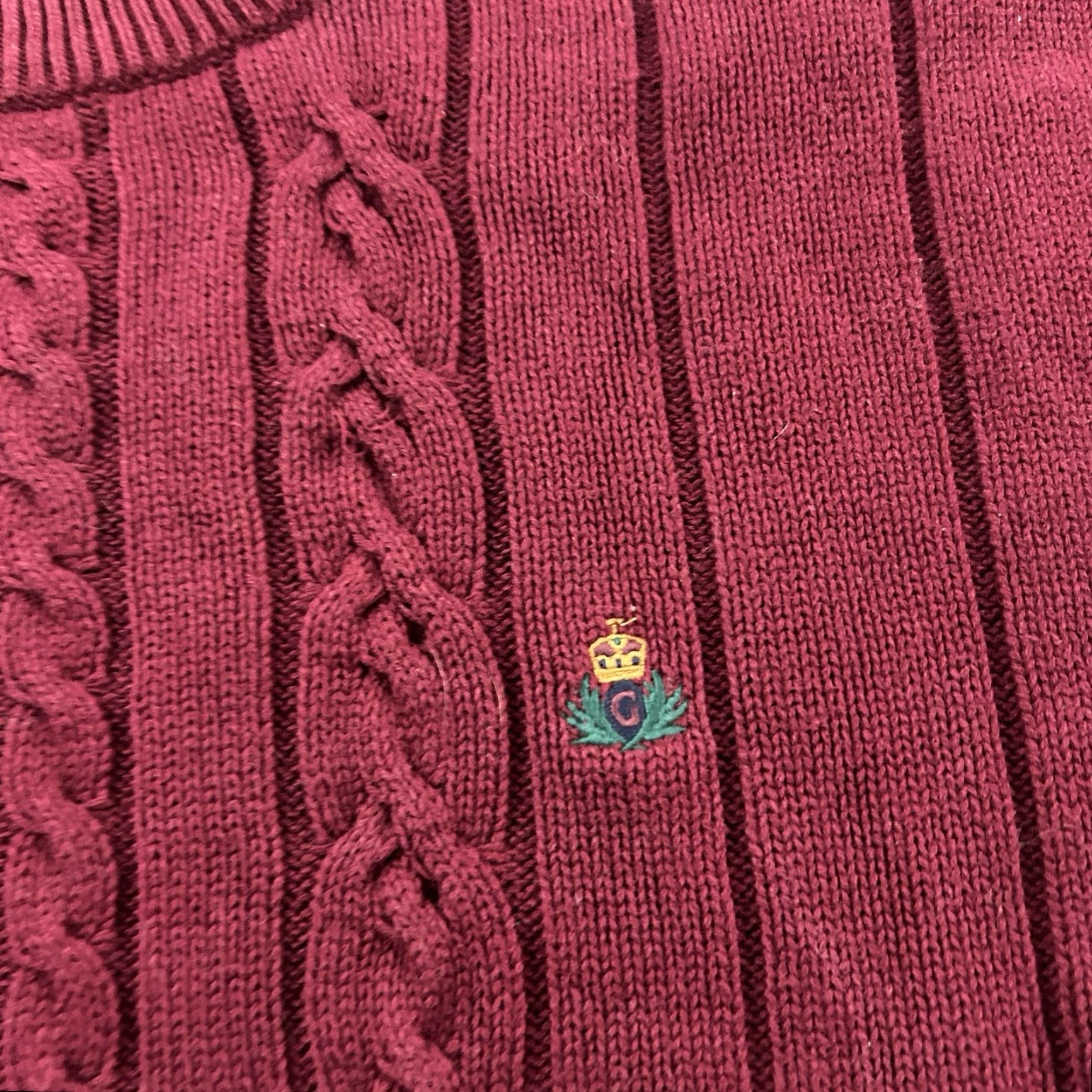 Gant GANT Hand Framed Pullover Cableknit Sweater Men's L Maroon Red Crew Neck Knit Style Pullover Mens Size L Maroon Cable-Knit Sweater Size US L / EU 52-54 / 3 - 2 Thumbnail