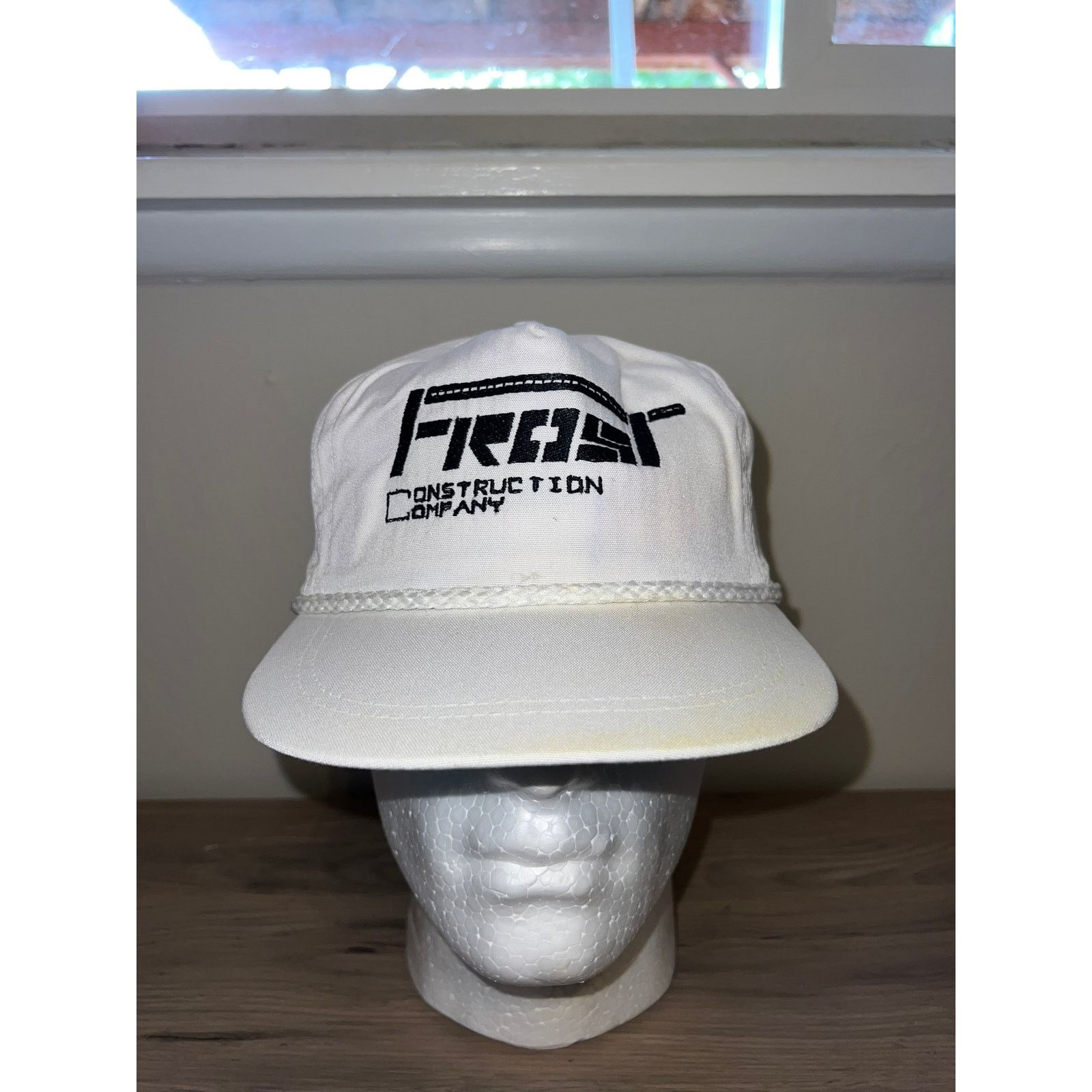 Vintage Frost Construction Company white Stitched Hat Headwear VTG Size ONE SIZE - 2 Thumbnail