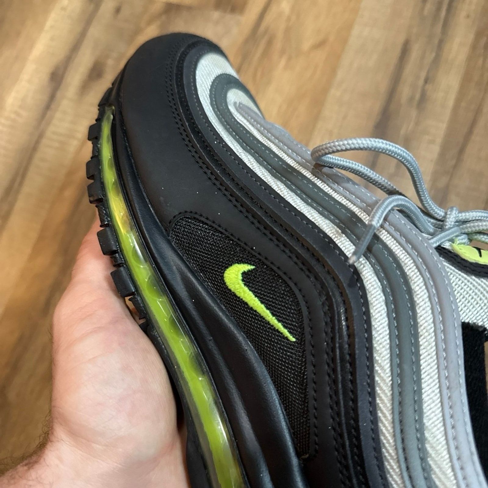 Nike Nike Air Max 97 Icons Neon Black Volt Pure Platinum Size US 10 / EU 43 - 7 Thumbnail