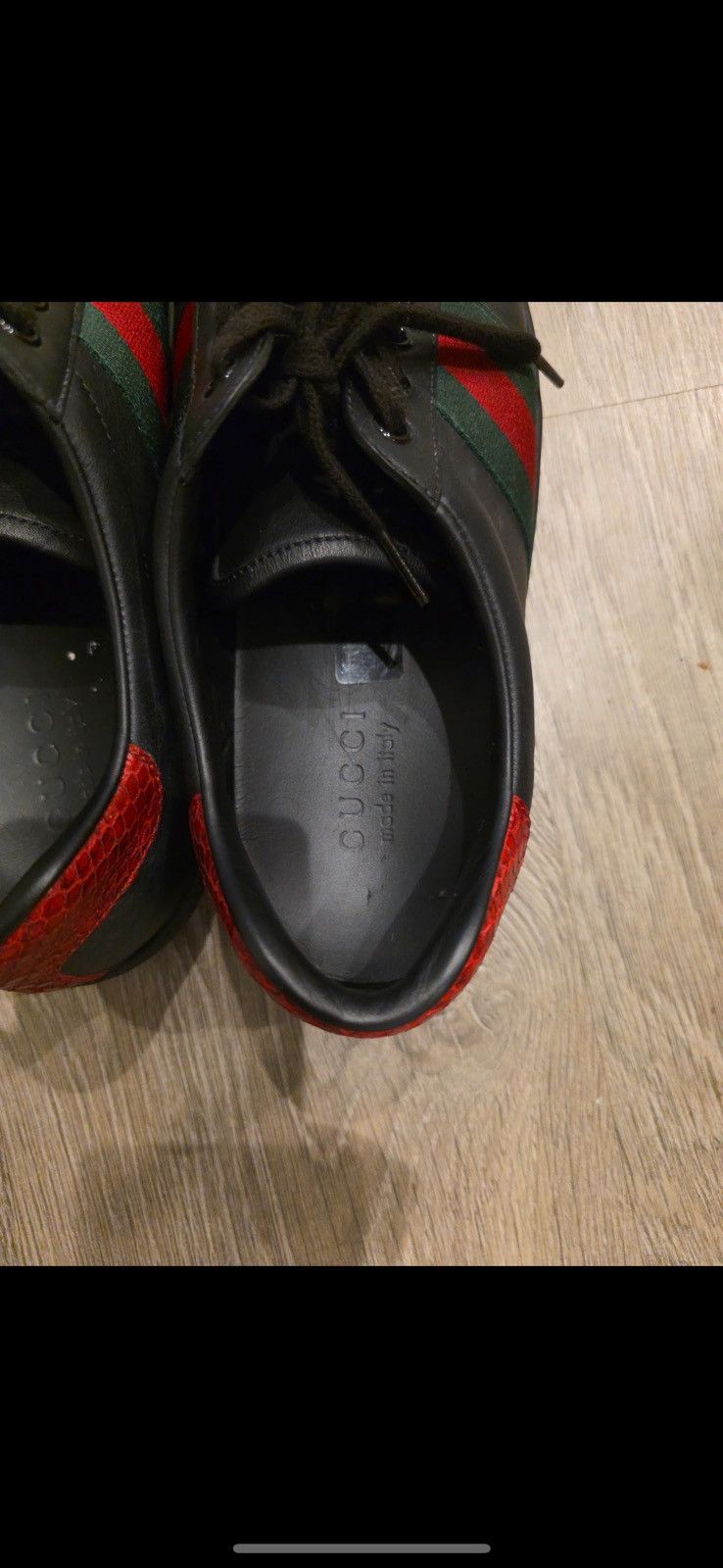 Gucci Gucci Ace Sneakers – black /Green – Size 8.5 Great Condition Size US 8.5 / EU 41-42 - 5 Thumbnail