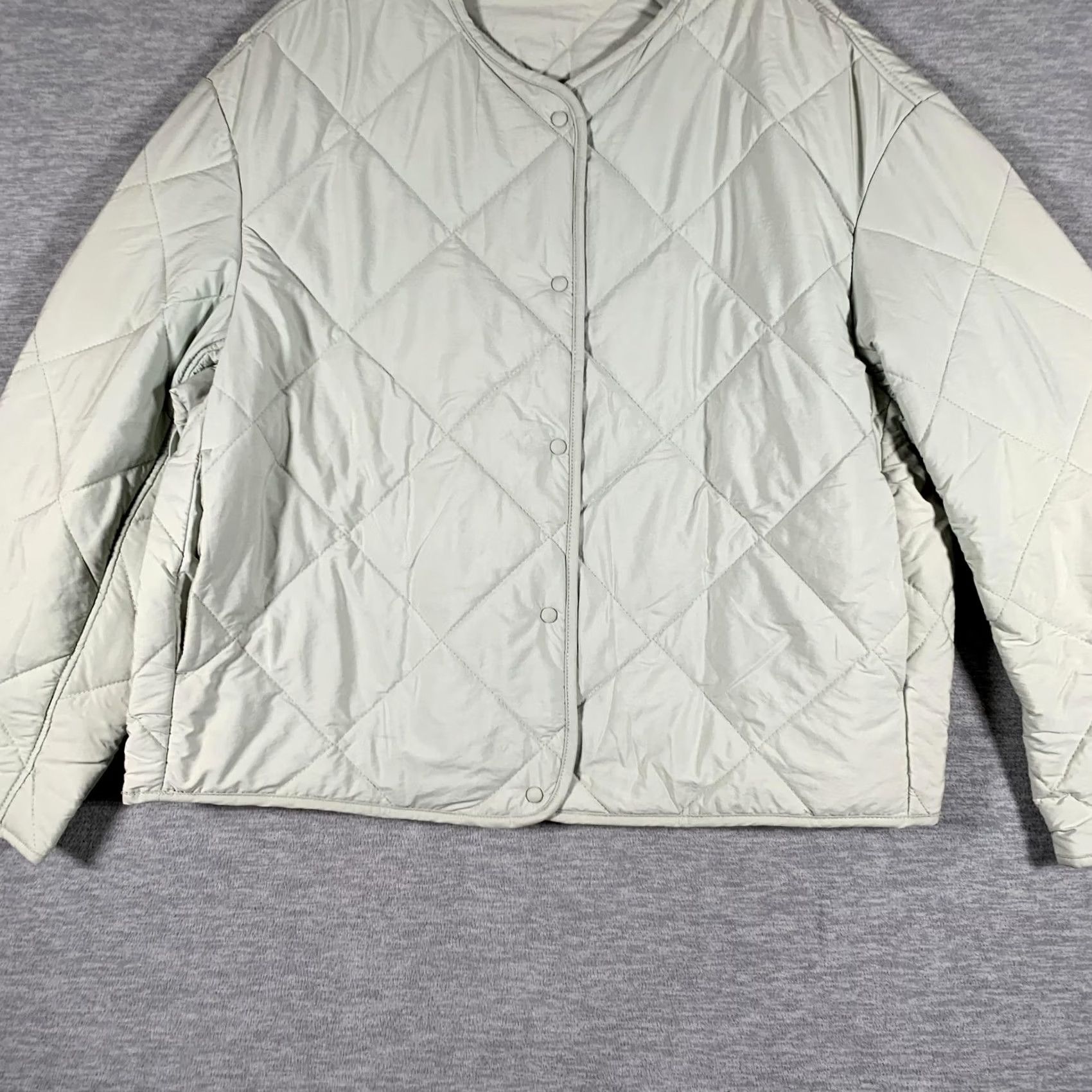 Vintage MNG Quilted Jacket Womens 2XL Green Collarless Snap Water Resistant Insulated Size XXL / US 16-18 / IT 52-54 - 3 Thumbnail