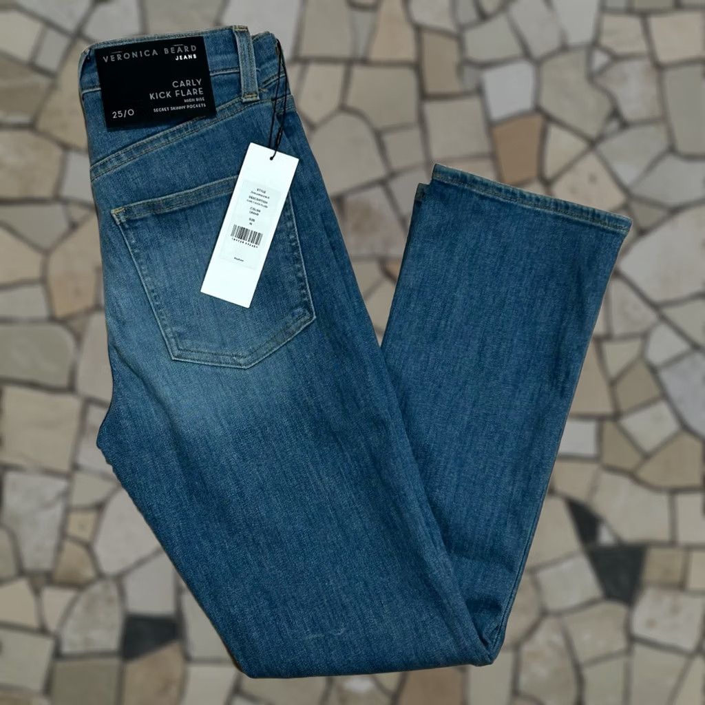 Veronica Beard Veronica Beard Carly Kick Flare High Rise Denim Blue Jeans Lakeshore 25x26 Womens Size 42" / US 20 - 1 Thumbnail