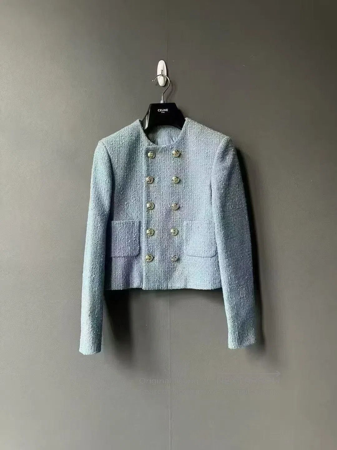 Celine Celine Double-Breasted Tweed Coat. Size XS / US 0-2 / IT 36-38 - 1 Thumbnail