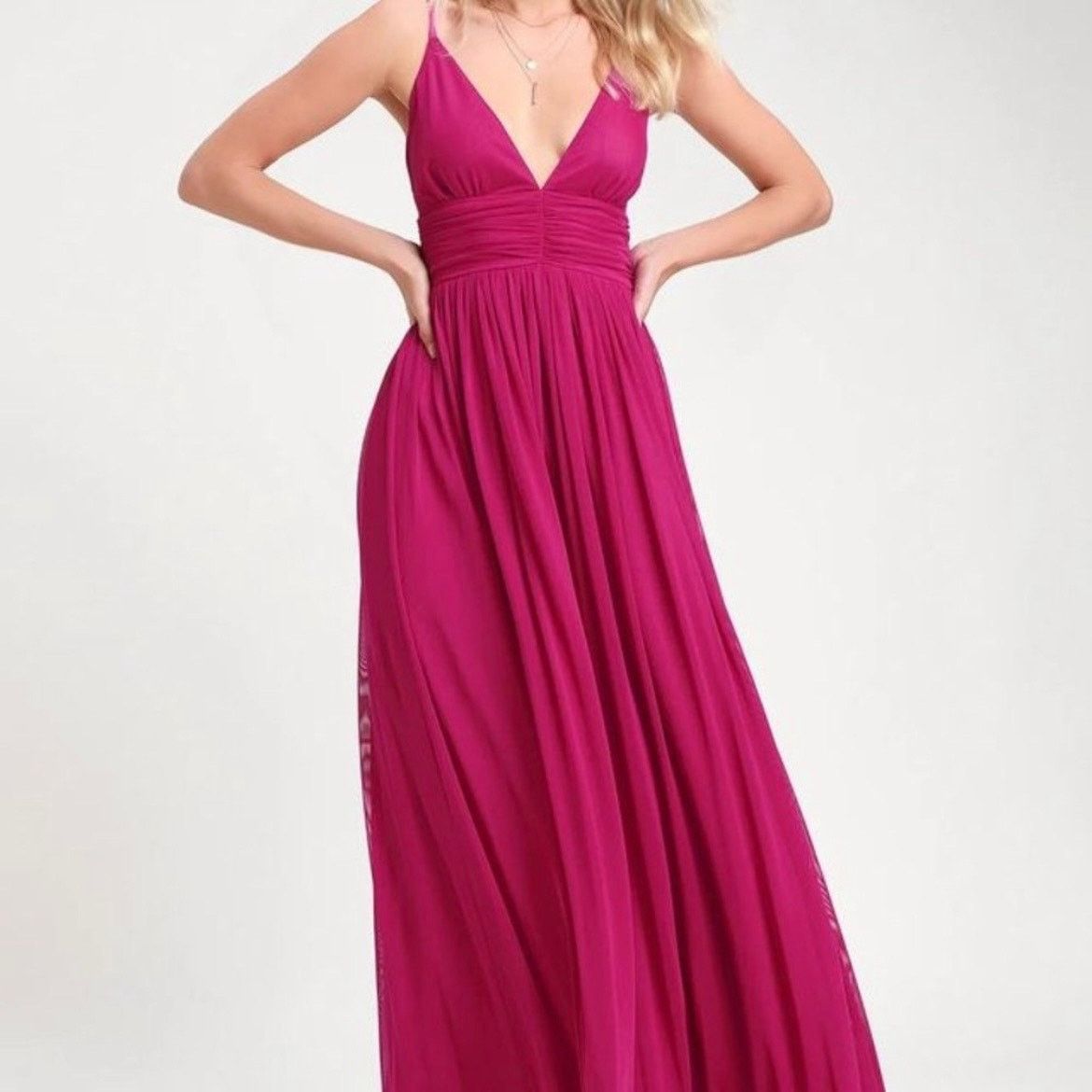 Lulu's NWT Queen of the Evening Magenta Maxi Dress Sz Medium