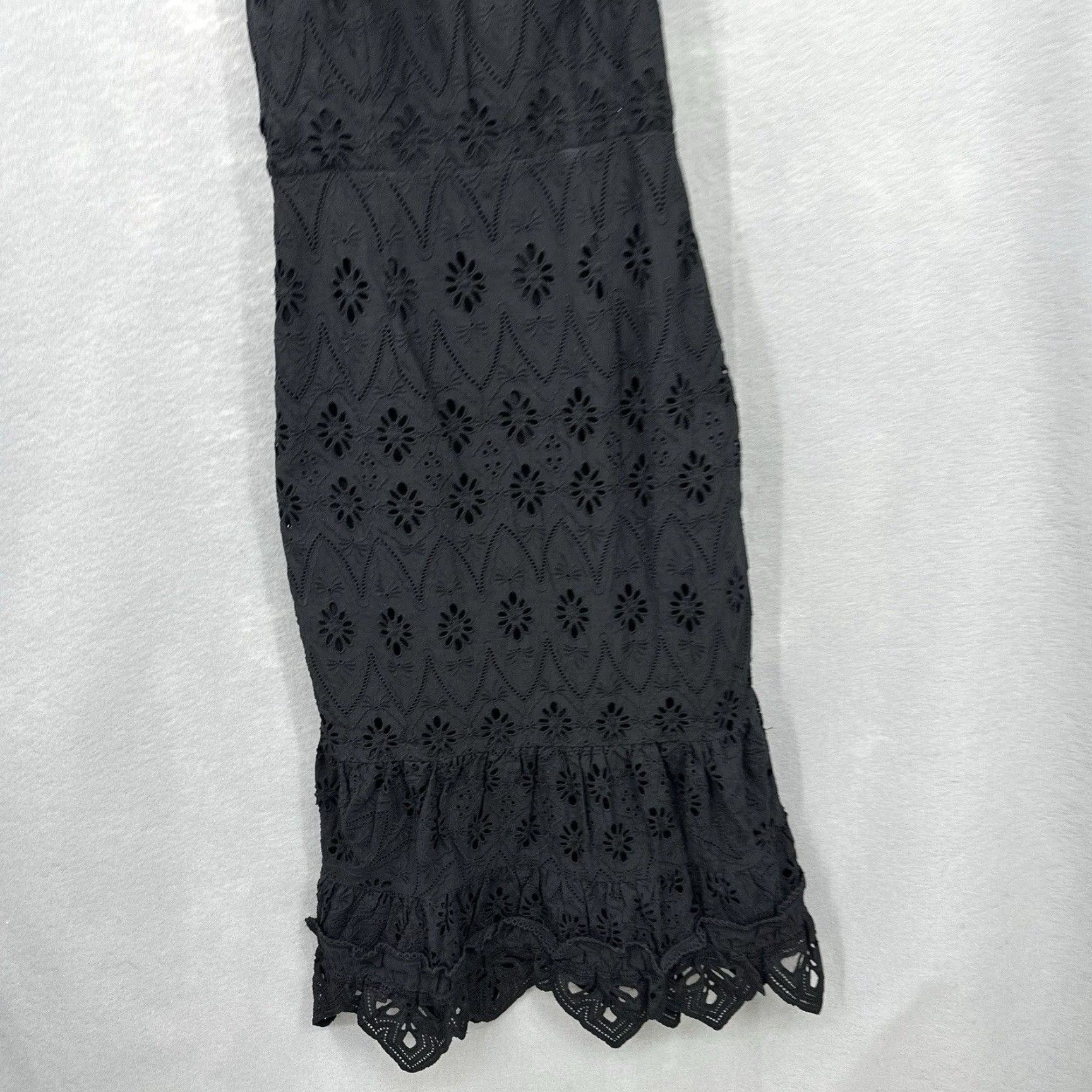 Shona Joy VINTAGE Shona Joy Black Lace Ruffle Midi Dress Women 2 Bohemian Party Summer Spring Fall Size XS / US 0-2 / IT 36-38 - 6 Thumbnail