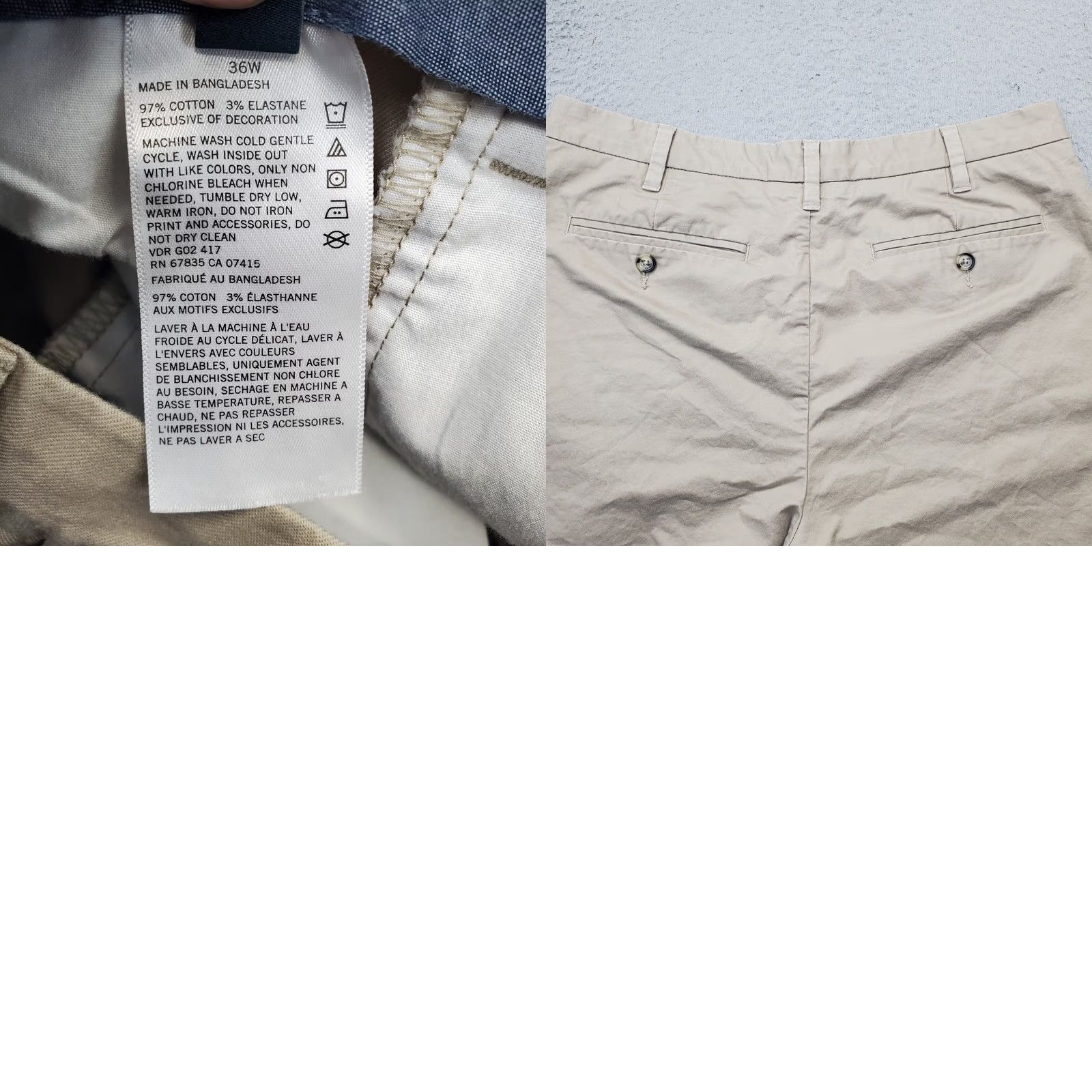 Nautica Nautica Chino Shorts Mens 36W Tan Cotton Slash Pockets Low Waist Comfort Fit Size US 36 / EU 52 - 8 Thumbnail
