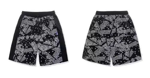 Jean 21SS Indigo Union Japan Black Bandana Paisley Patch Shorts Size US 32 / EU 48 - 4 Thumbnail