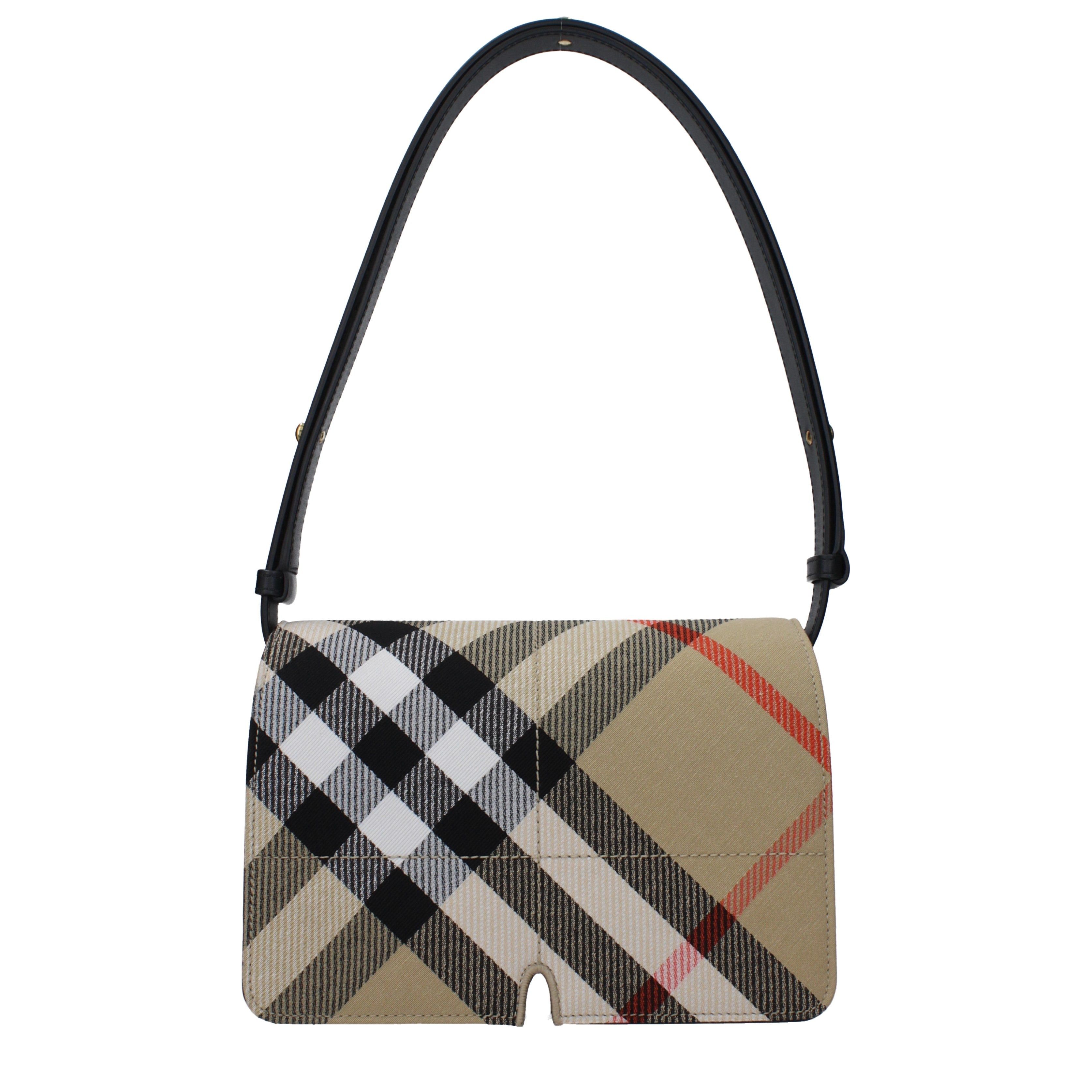 Burberry Shoulder Bag In Fabric in Beige, Women's