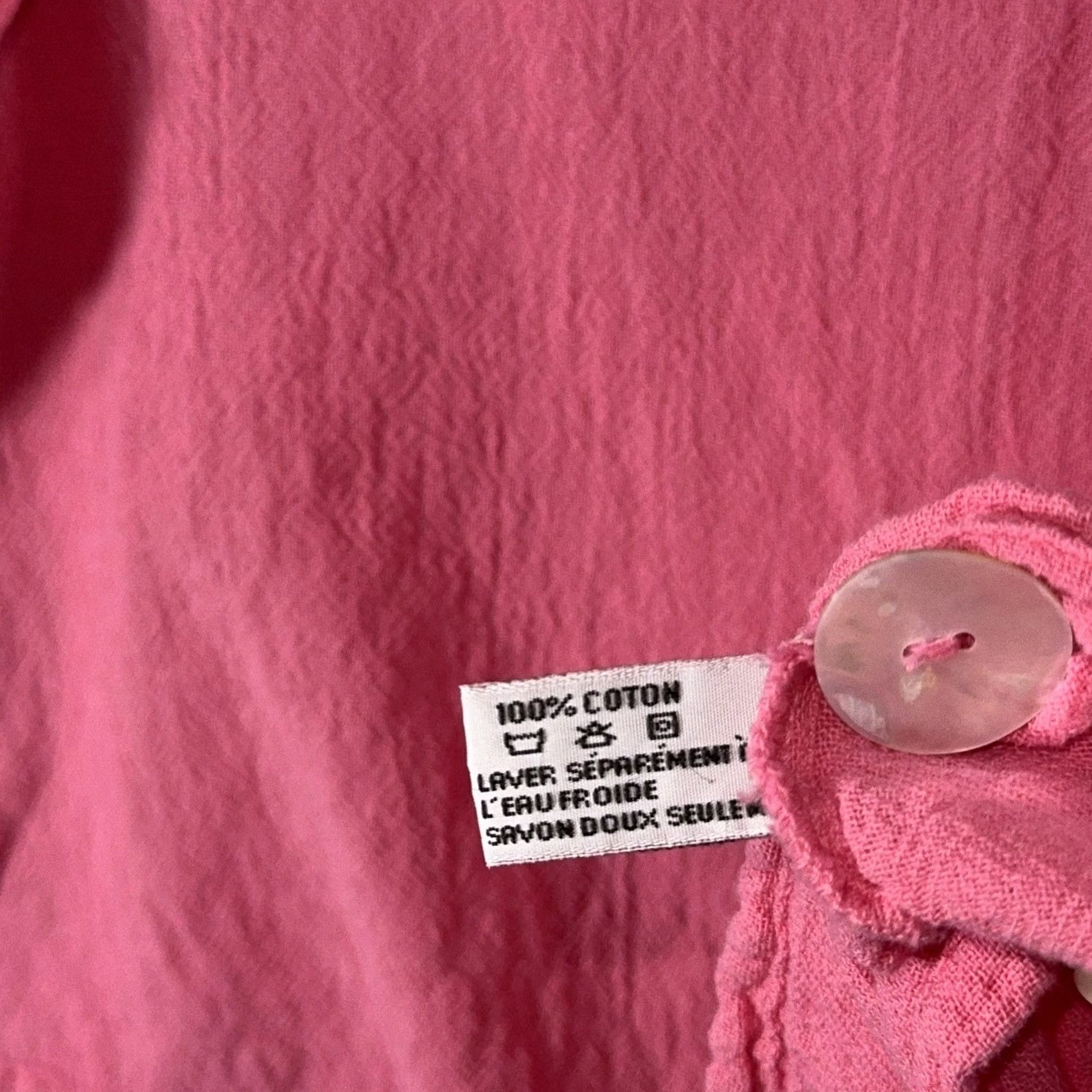 Pinko Oh My Gauze! Button-Front Pink Crop Cardie One Size Short Sleeve Boho Relaxed Cotton Tie-Front? Size ONE SIZE - 5 Thumbnail