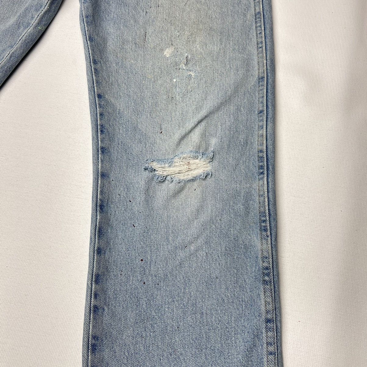 Vintage × Wrangler Wrangler Jeans Blue Straight Ripped Faded Denim Worn Y2K Size US 33 - 4 Thumbnail