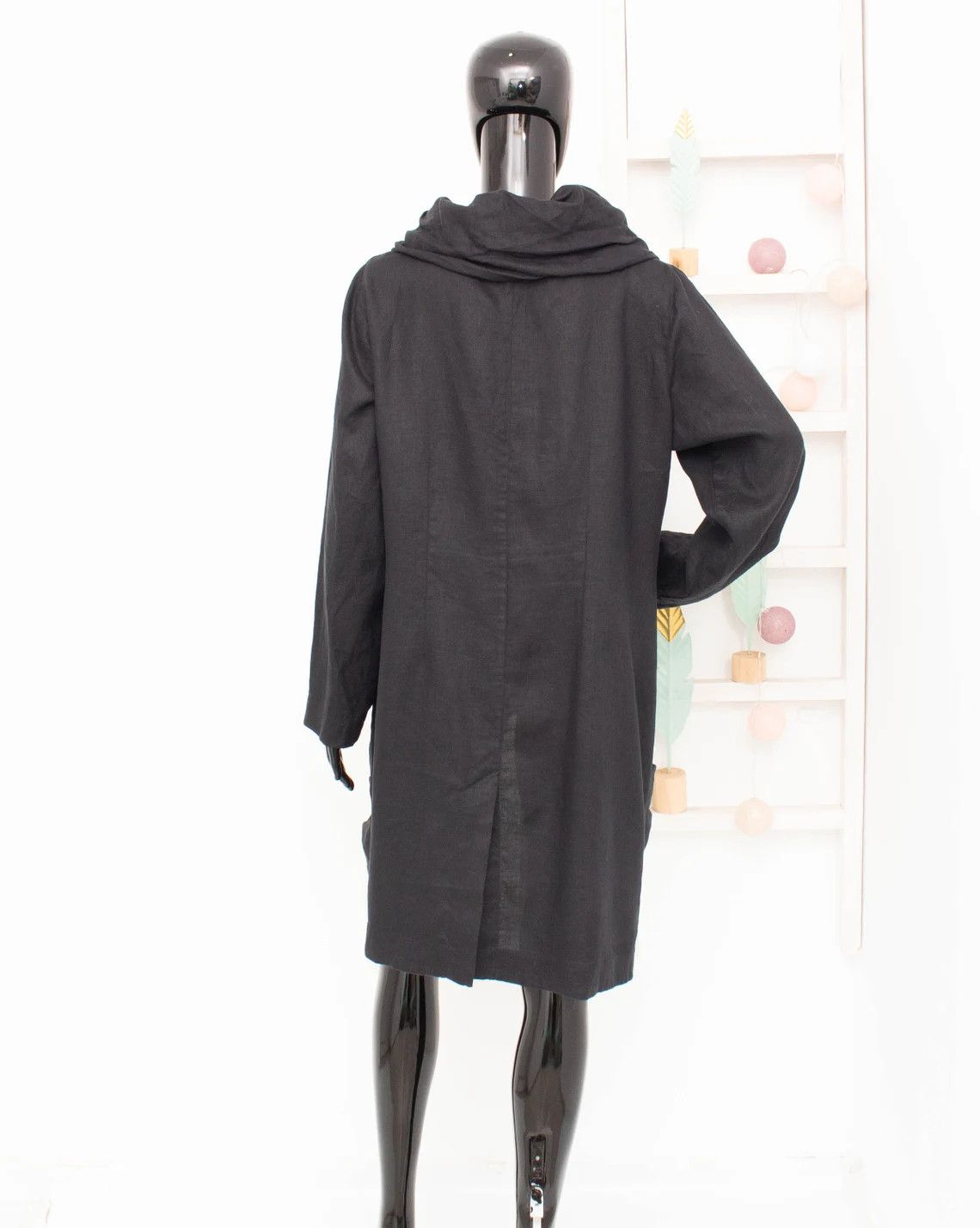 Vintage Avant Garde Linen Coat by Bitte Kai Rand Copenhagen Black Size M / US 6-8 / IT 42-44 - 5 Thumbnail