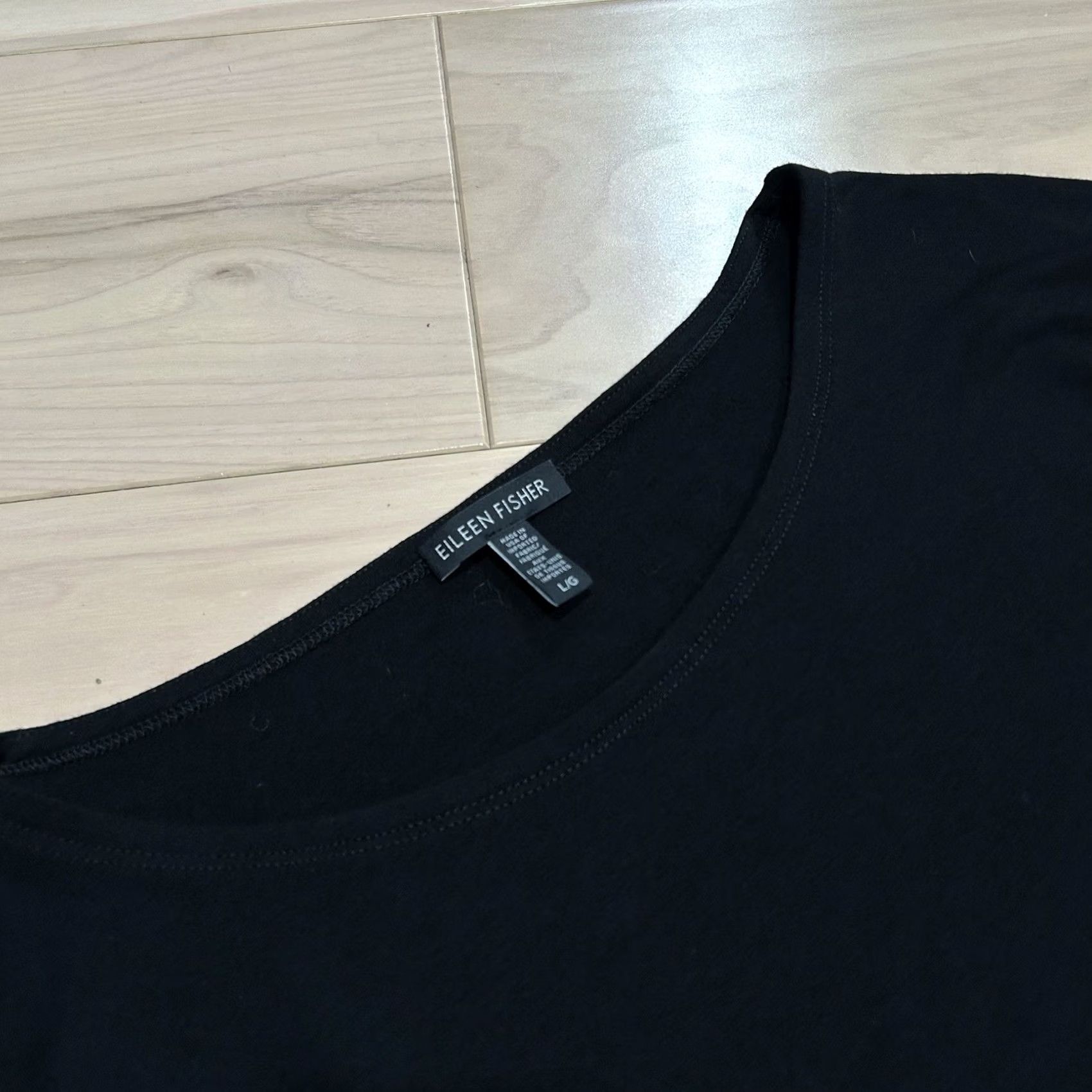 Eileen Fisher Eileen Fisher Dress Viscose Jersey Long Sleeve Womens Large A-Line Black Midi Solid Logo Size L / US 10 / IT 46 - 3 Thumbnail