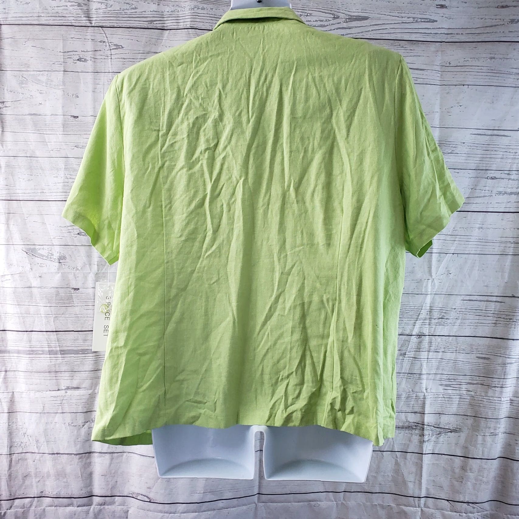 Vintage A.K.C. Womens Top Button-Up Linen Embroidered Pineapples Green 3X Plus Size Casual Shirt Womens Size XXL / US 16-18 / IT 52-54 - 5 Thumbnail