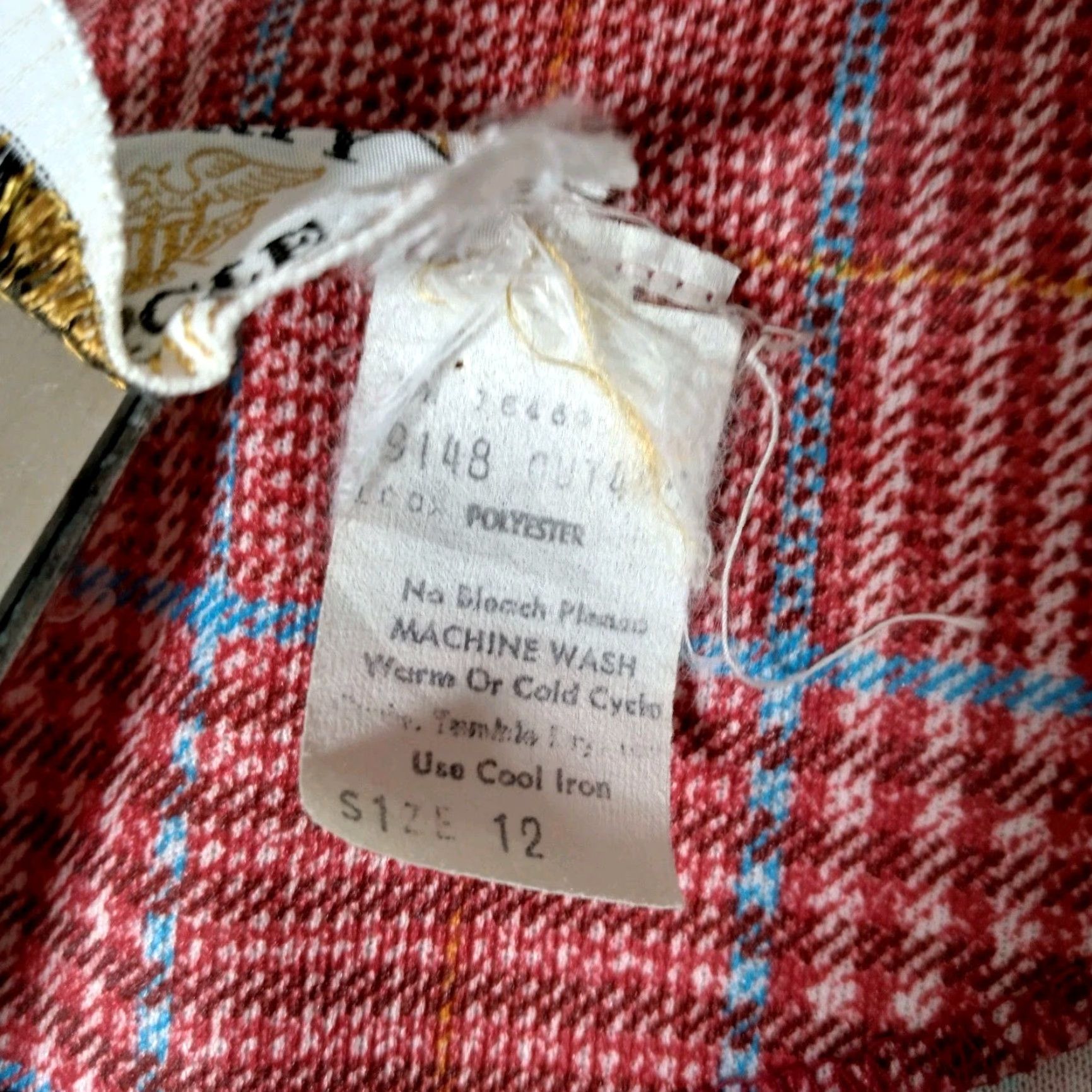 Vintage VINTAGE Liberty Circle Blouse Shirt Open Front Red Plaid 70s Academia Secretary Modest Women's 12 Size XL / US 12-14 / IT 48-50 - 7 Thumbnail