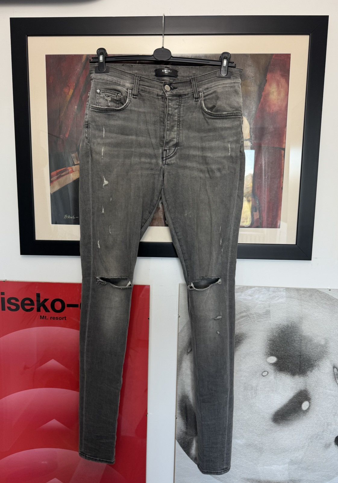 Amiri Amiri Mx1 Skinny Jeans Gray Denim Pant Distressed Designer Size US 31 - 1 Thumbnail