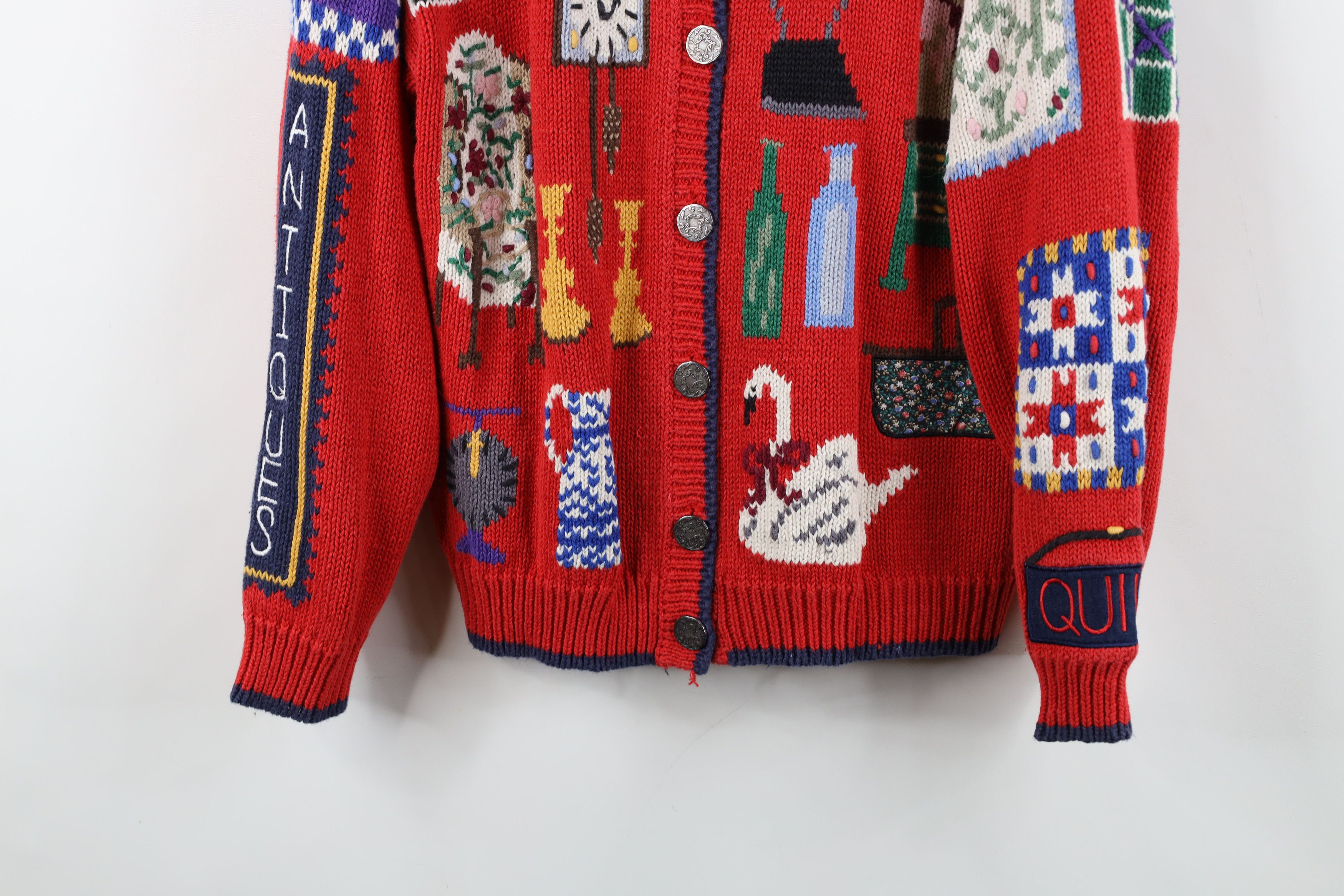 Vintage Vintage 90s Design Options Quilt Knit Cardigan Sweater Size L / US 10 / IT 46 - 3 Thumbnail