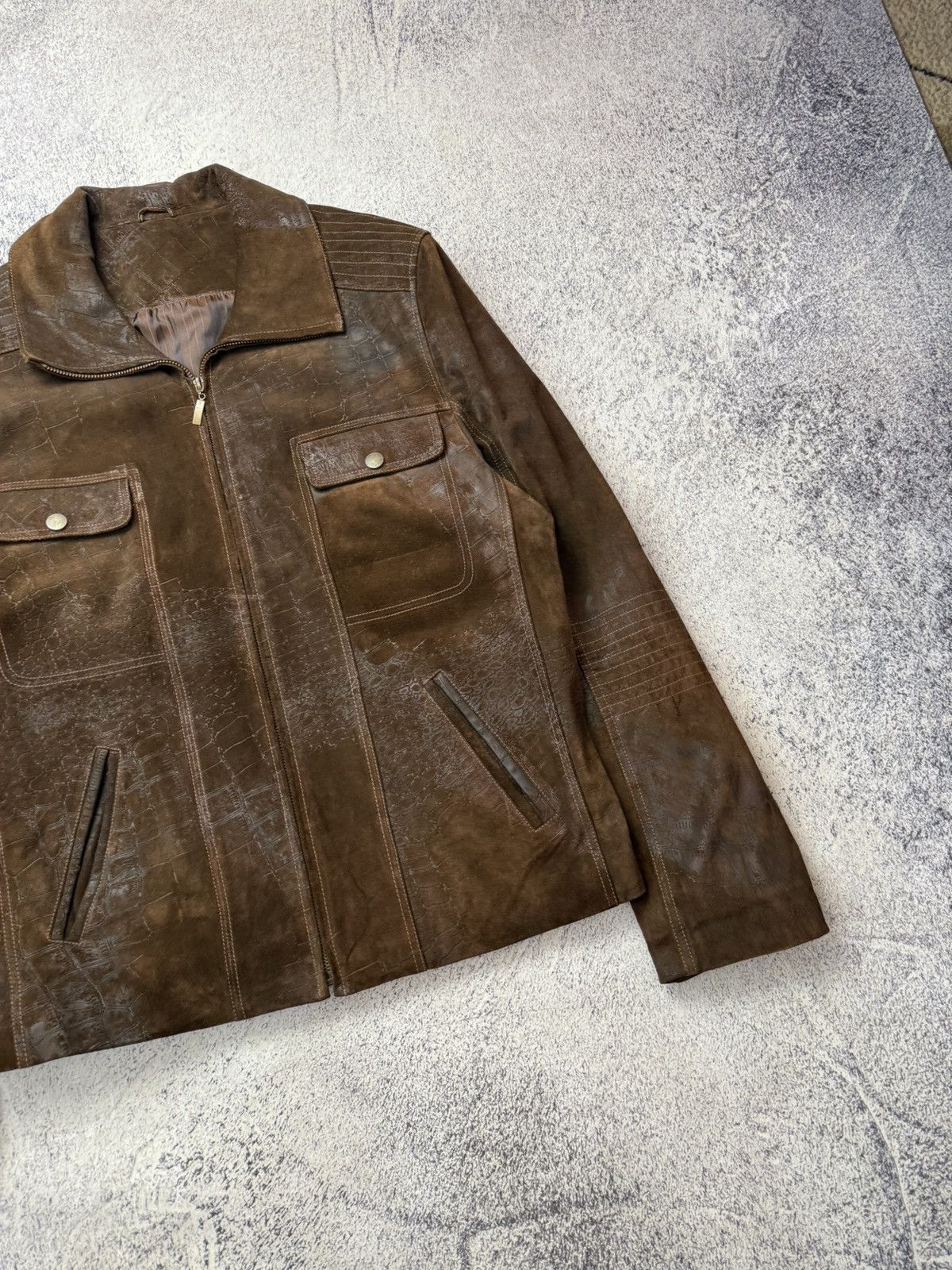 Leather Vintage Cowboy Avant Garde Y2K Brown Crazy Leather Jacket Size US L / EU 52-54 / 3 - 7 Thumbnail