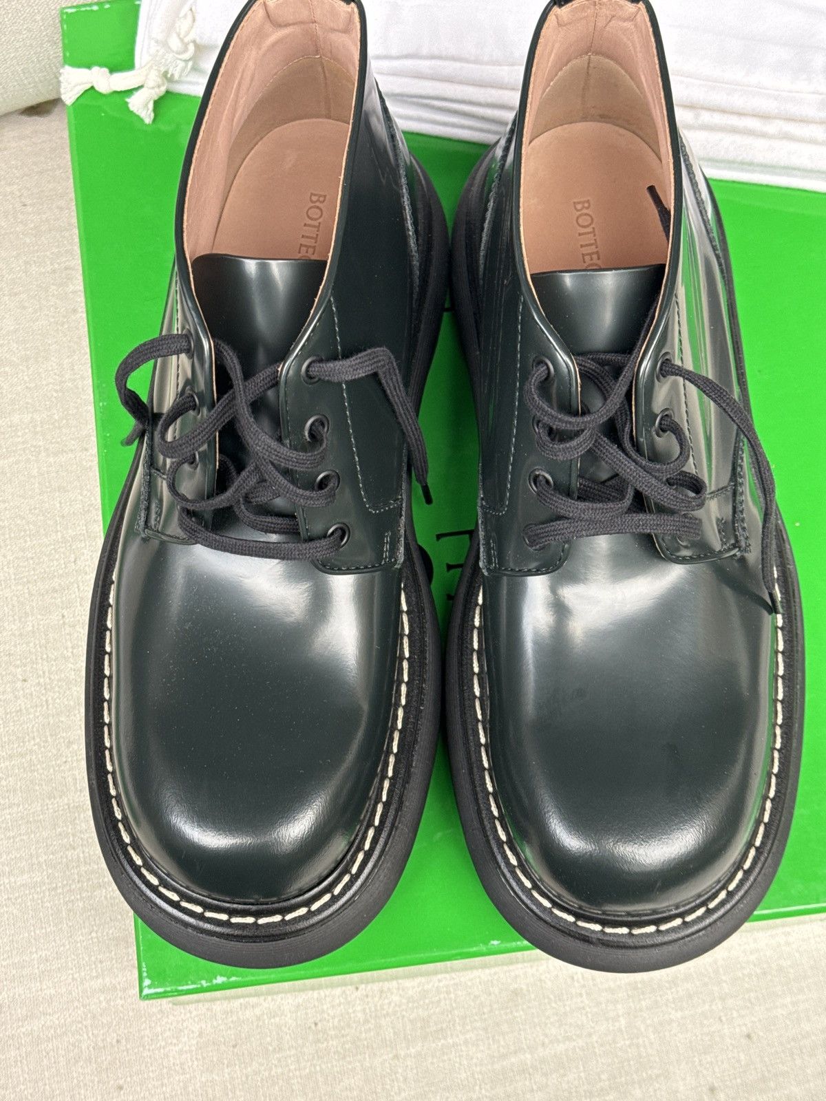 Bottega Veneta New in Box, Dark Green Lace Up Size US 11 / EU 44 - 1 Thumbnail