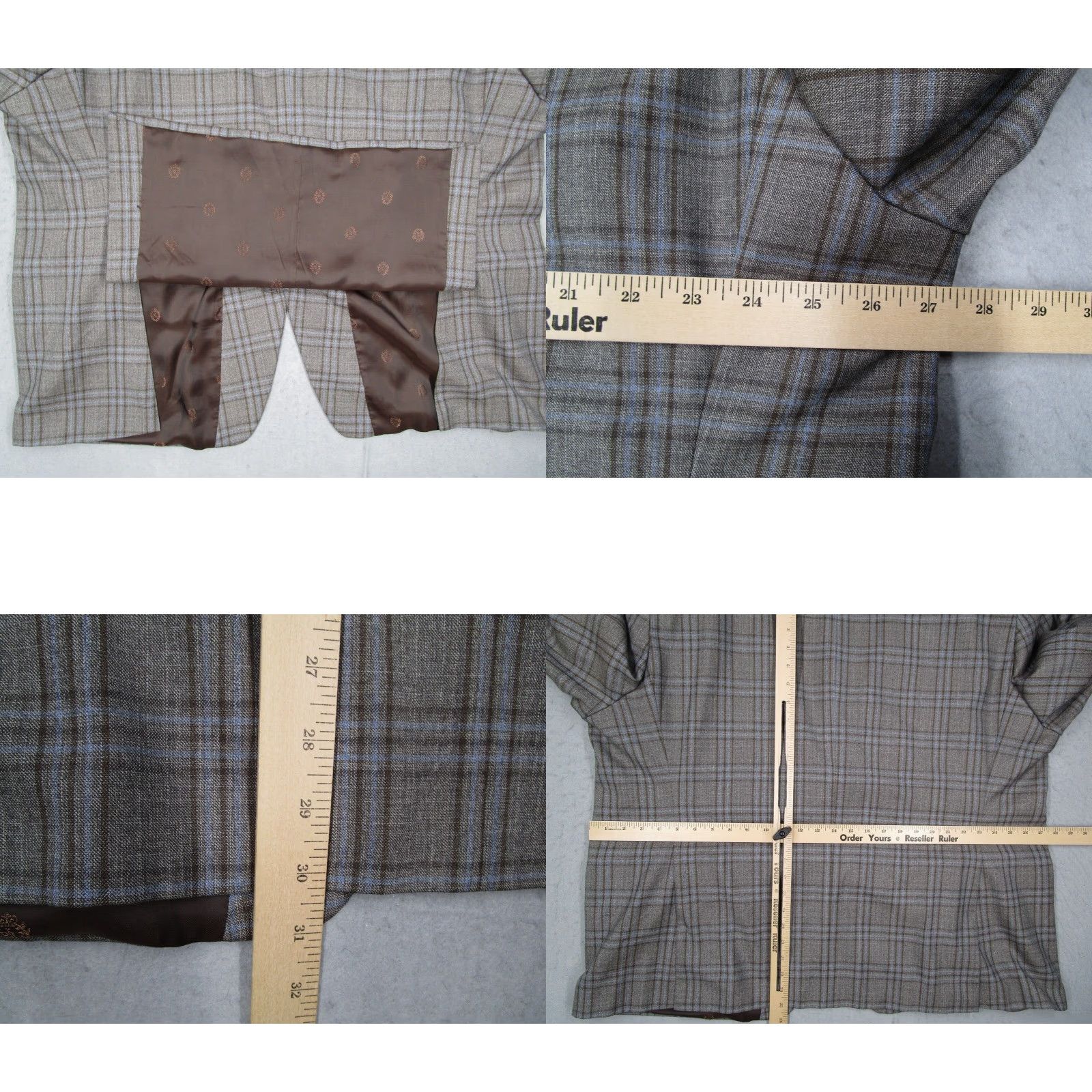 Ralph Lauren Ralph Lauren Blazer Mens 52 Regular Gray Windowpane 2-Button Wool Blend Size 52R - 8 Thumbnail