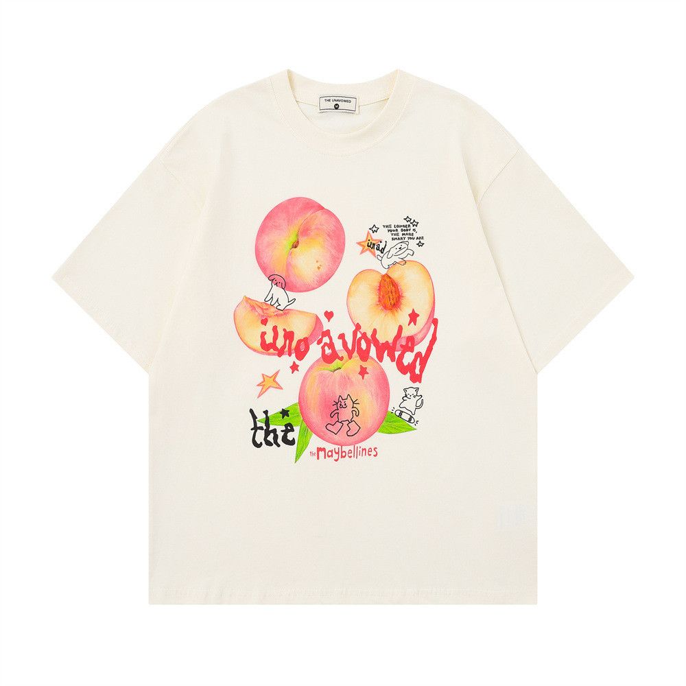 Japanese Brand Men's Loose-Fit Casual Crew Neck T-Shirt with Peach Print Size US M / EU 48-50 / 2 - 1 Thumbnail