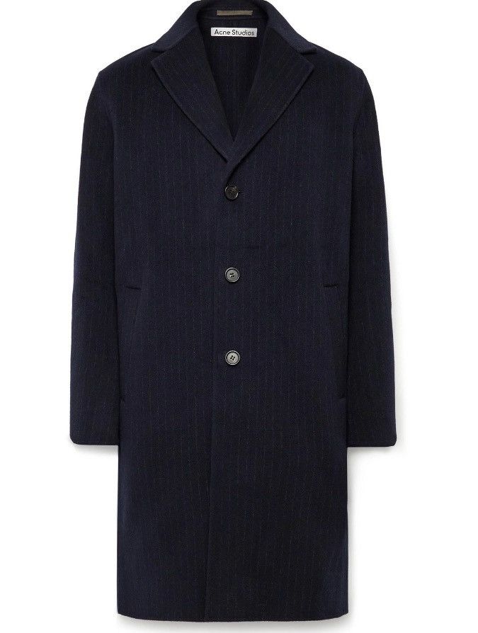 Acne Studios Acne Studios - Pinstriped Double-Faced Wool Coat - Navy Blue Size US M / EU 48-50 / 2 - 1 Thumbnail